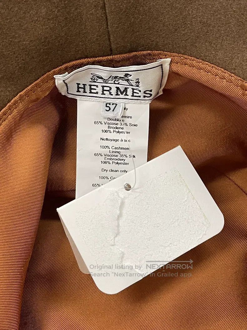 Hermes Hermes size 57 Khaki embroidered cashmere fisherman's hat Size ONE SIZE - 4 Thumbnail
