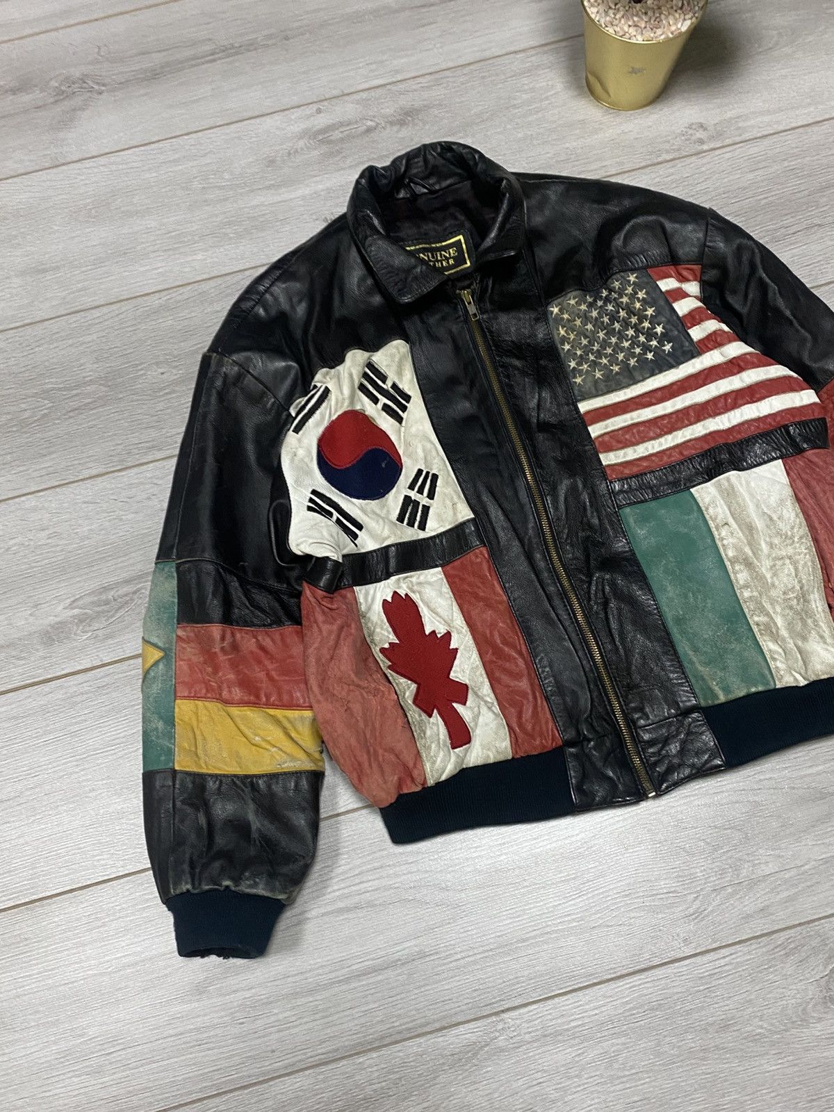 Other A.D.A World Flags Leather Jacket distressed Size US M / EU 48-50 / 2 - 4 Thumbnail