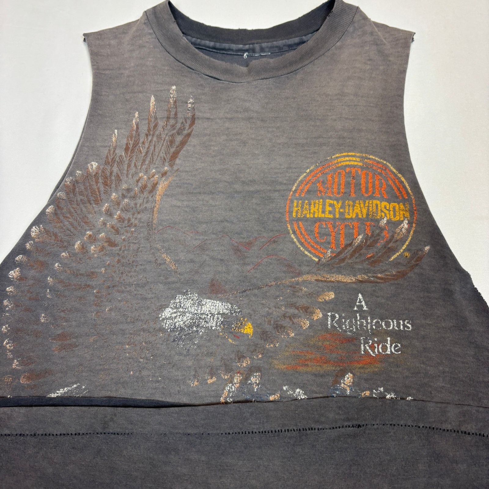 Harley Davidson Vintage 80s Harley Davidson Medium T Shirt Tank Thrashed Size US M / EU 48-50 / 2 - 3 Thumbnail