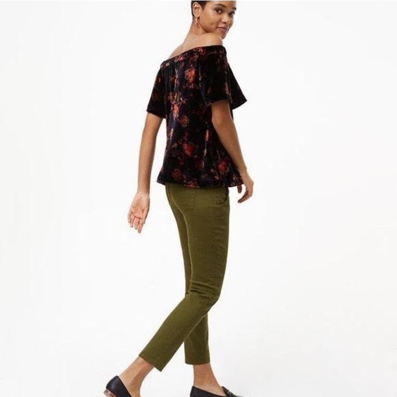 Ann Taylor LOFT | Floral Velvet Off The Shoulder Top | Small Size S / US 4 / IT 40 - 2 Thumbnail