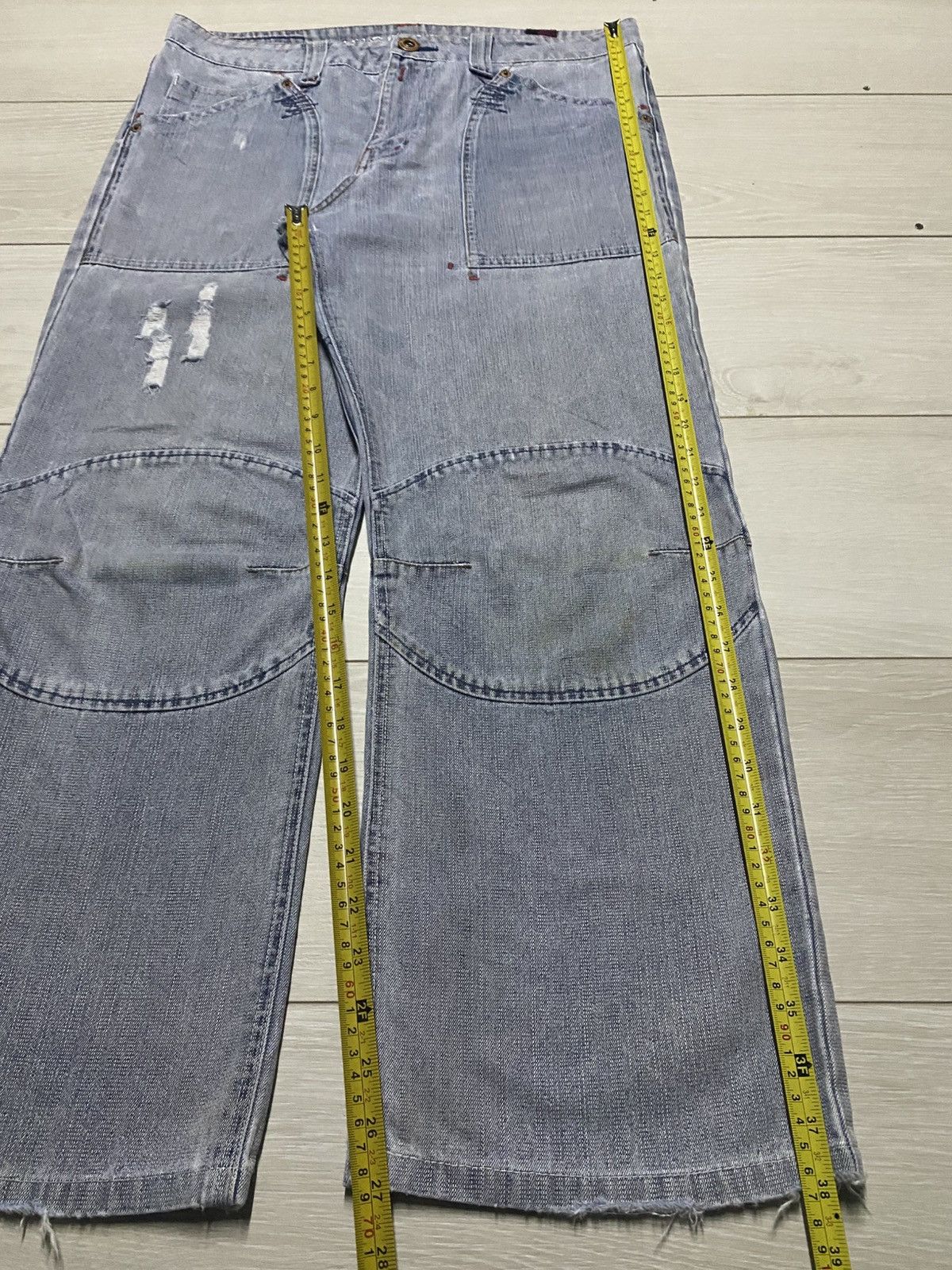 Japanese Brand Vintage KissMark Japan Double Knee StoneWash Baggy Jeans Size US 35 - 20 Thumbnail