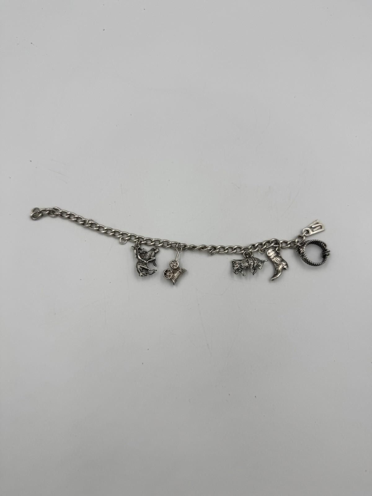 The Unbranded Brand Vintage Sterling Silver Charm Bracelet Southwestern Cowboy B Size ONE SIZE - 6 Thumbnail