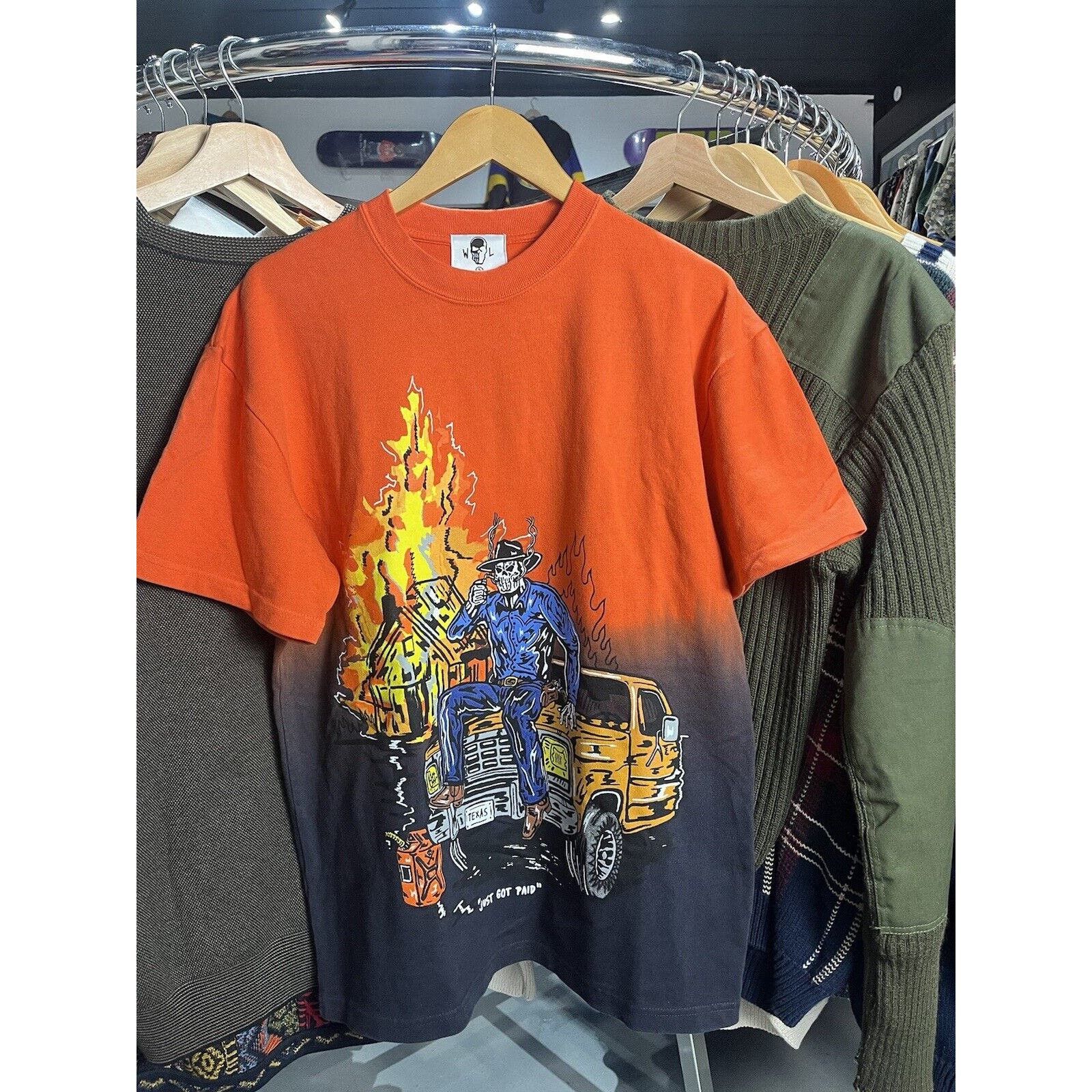 image of Warren Lotas Vegas Ombre Orange Black T-Shirt Size Small, Men's