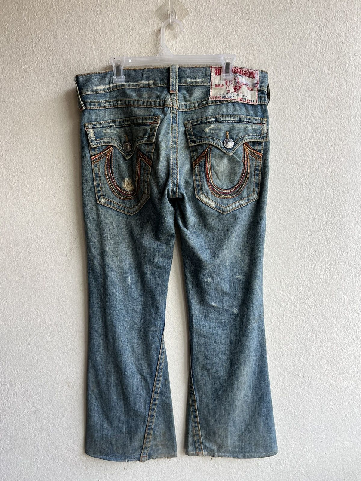True Religion 2000s True Religion Joey Big T Dirty Mud Denim Flare Jeans Size US 33 - 3 Thumbnail