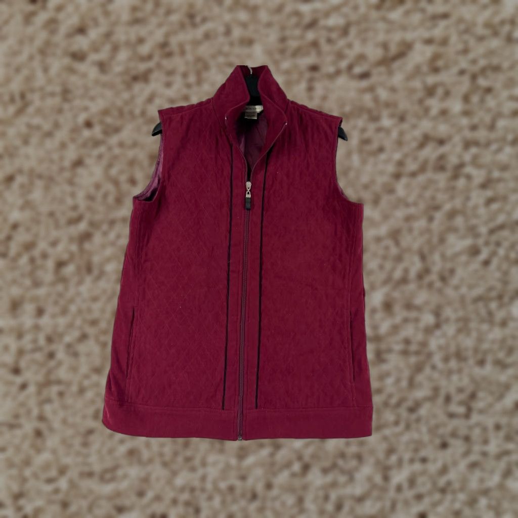 Vintage Allison Daley Vest Women 8 Red Full Zip Pockets Polyester Blend Camping Hike Vest Womens Red Pockets 90s Outdoor Seasonal Regular Mens Girls Size M / US 6-8 / IT 42-44 - 1 Thumbnail
