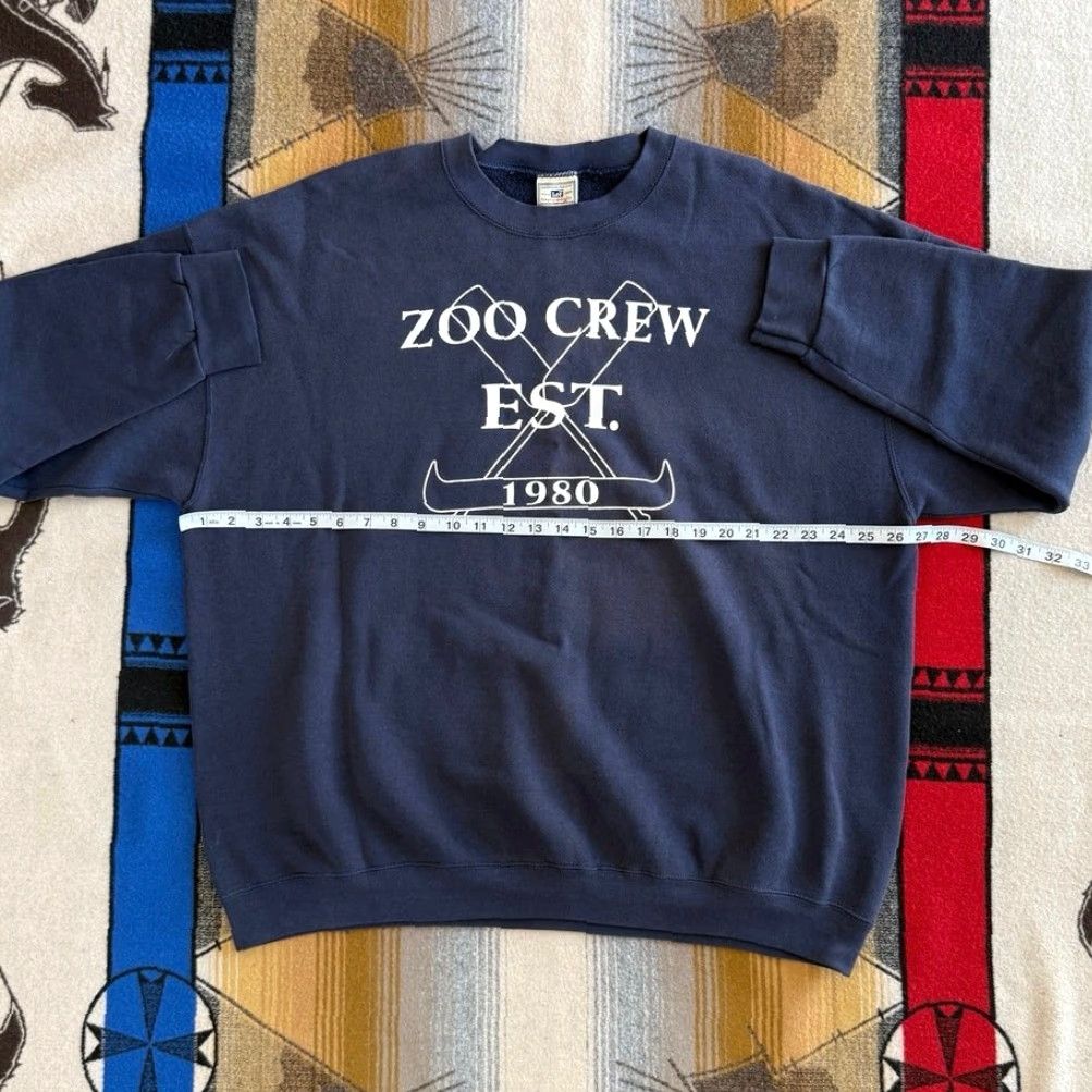 Lee VINTAGE Zoo Crew Canoeing Sweatshirt Lee 2XL Crew Neck Blue Men Sweatshirt 90s Outdoor Canoe Summer Boat Water Boys/Girls? Size US XXL / EU 58 / 5 - 6 Thumbnail
