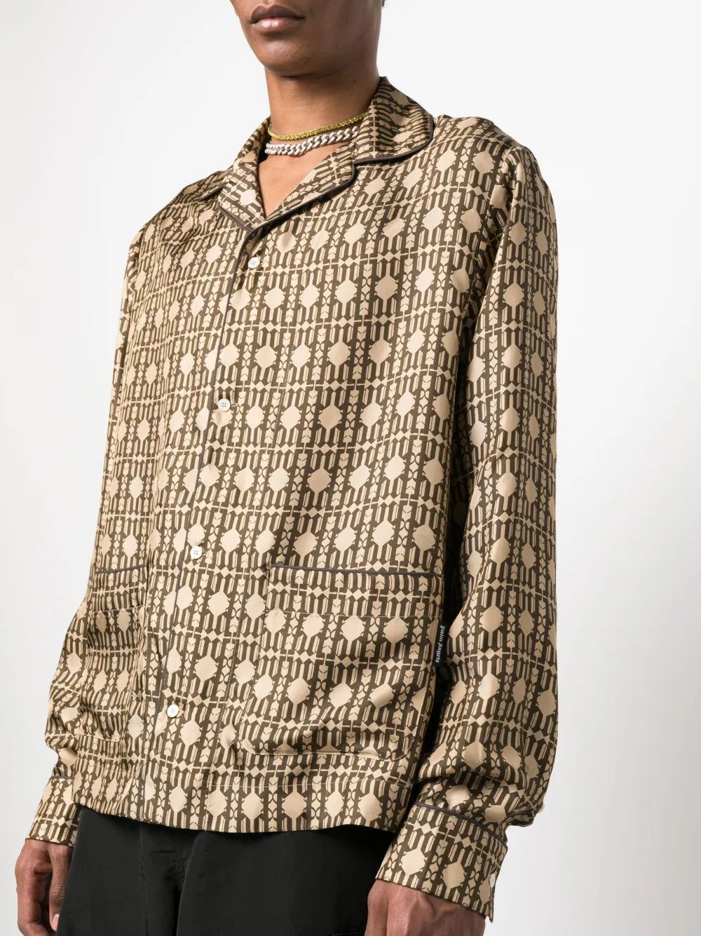 Palm Angels o1y0325 Patterned Shirt in Beige Size US XS / EU 42 / 0 - 2 Thumbnail