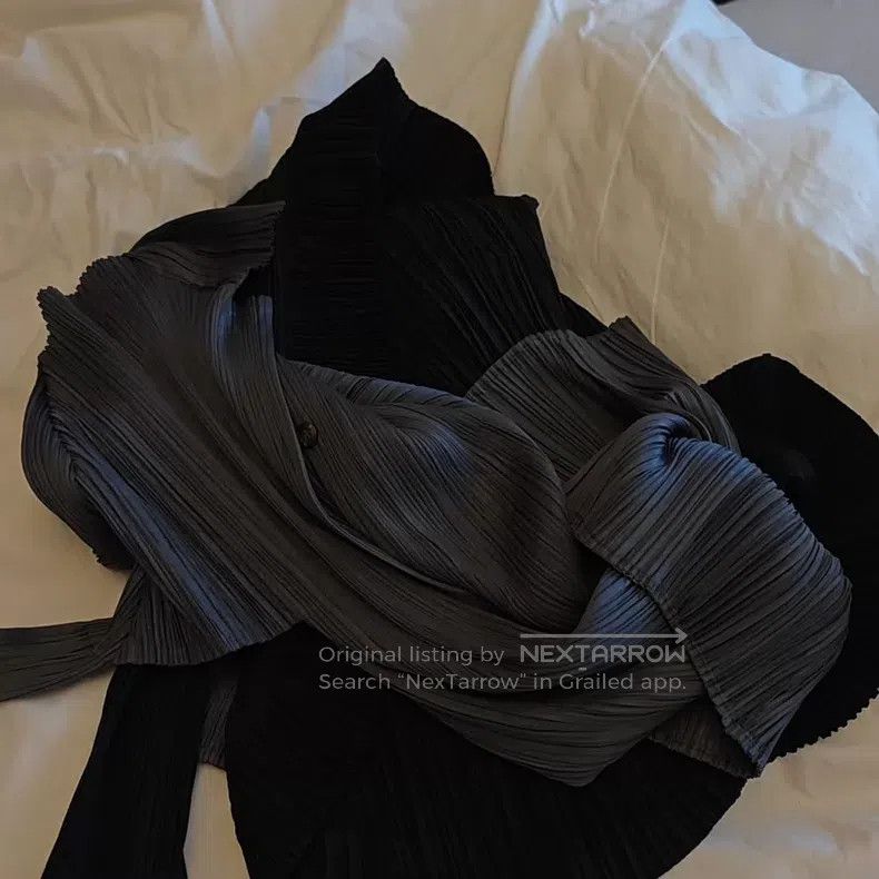 Issey Miyake Issey Miyake Ruffle Dark Gray Long Sleeve Cardigan Size L / US 10 / IT 46 - 5 Thumbnail