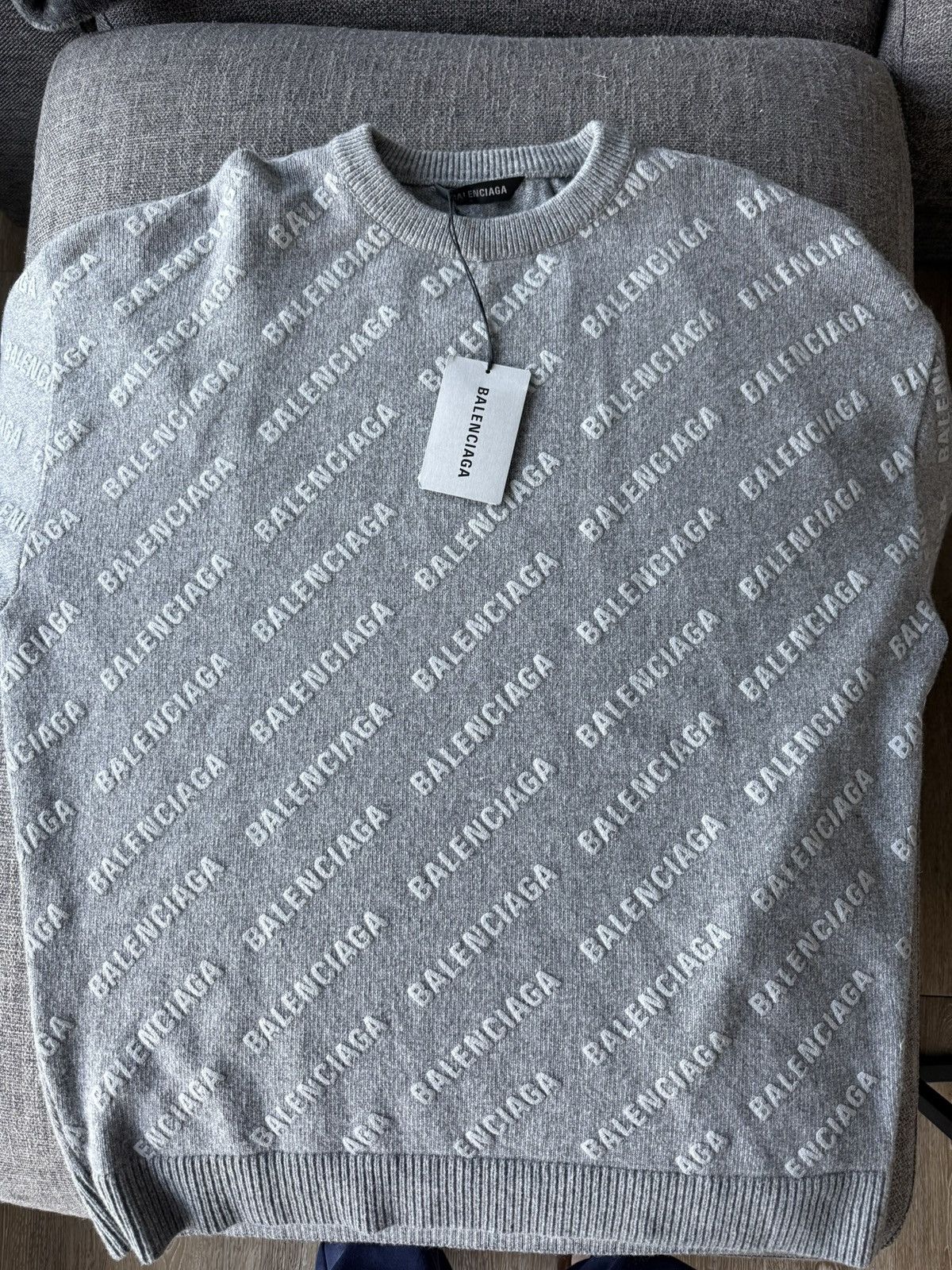 Balenciaga Allover Logo Knit Jumper