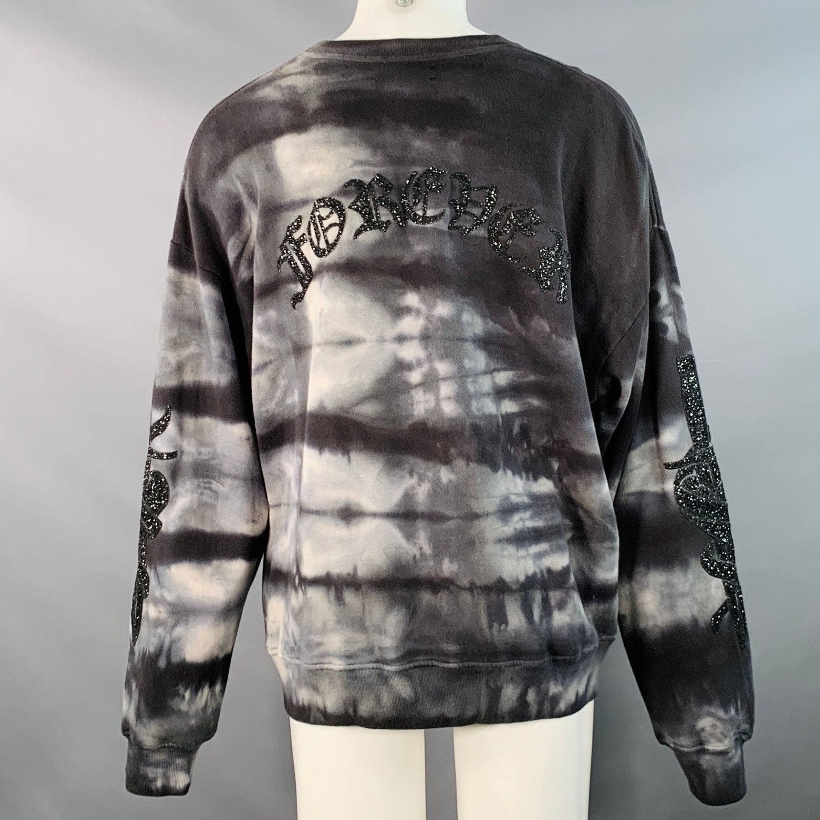 Amiri Grey Black Tie Dye Glitter Applique Cotton Sweatshirt Size US S / EU 44-46 / 1 - 4 Thumbnail