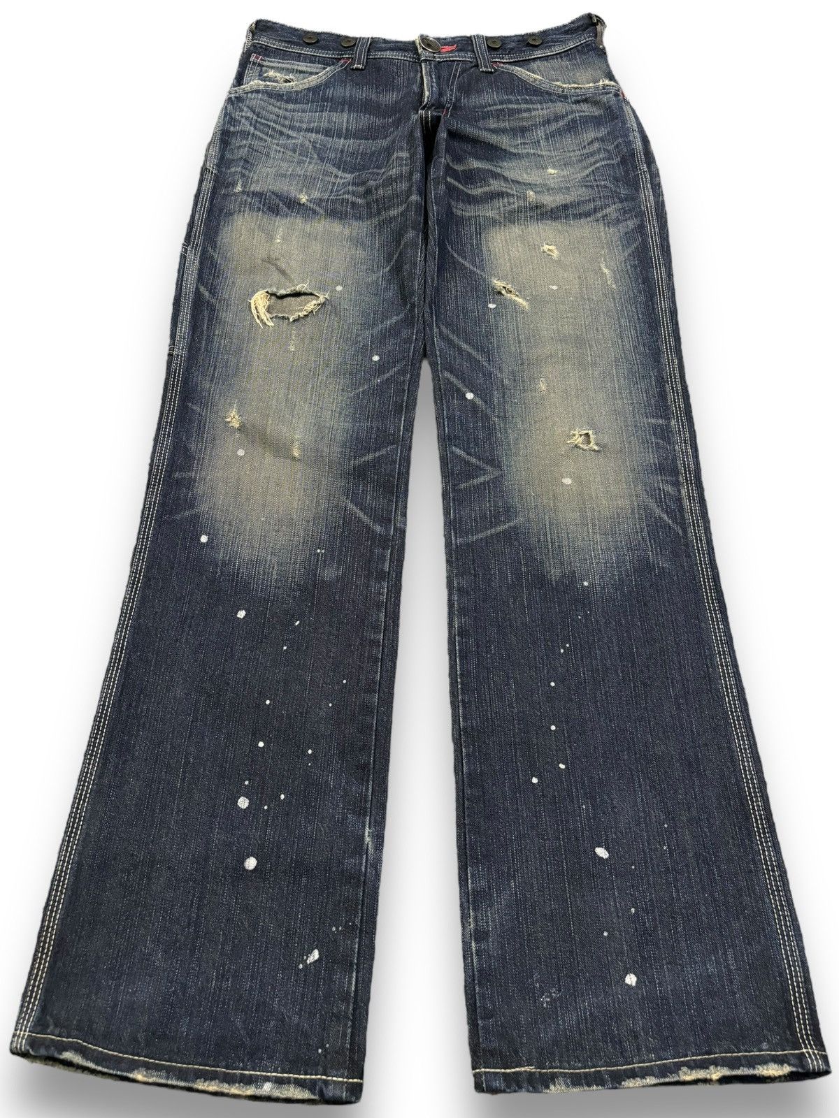 Edwin Y2K Edwin 503 BlueTrip Paint Splatter Baggy Distressed Jeans Size US 30 / EU 46 - 1 Thumbnail