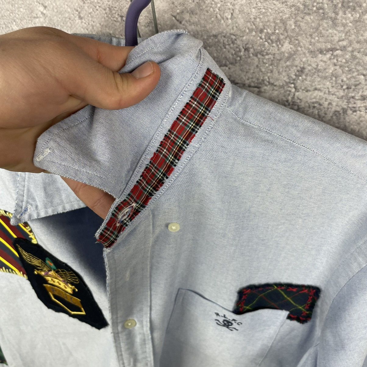 Polo Ralph Lauren Polo Ralph Lauren Rugby Patchwork Oxford Blue Shirt Size US M / EU 48-50 / 2 - 22 Thumbnail