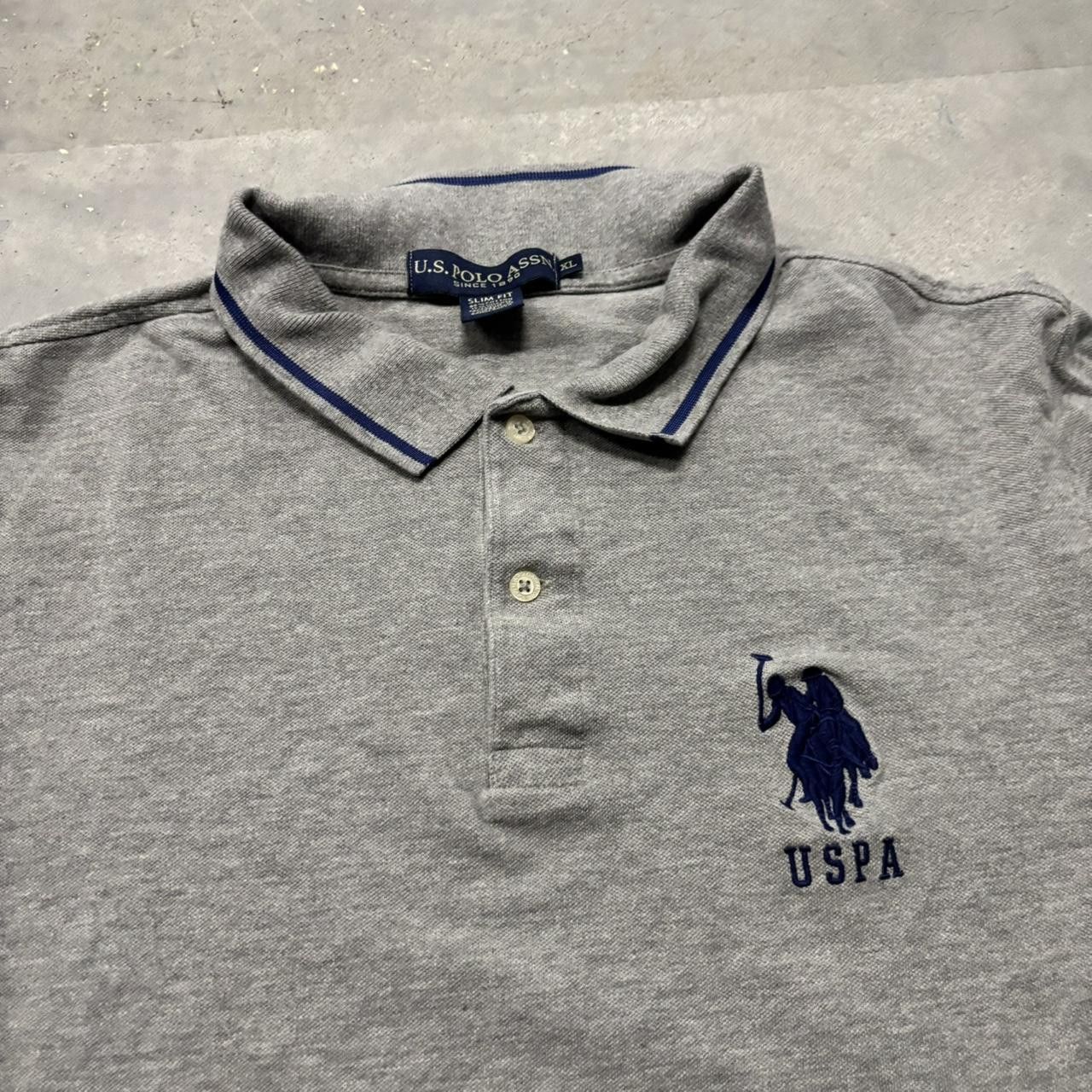 U.S. Polo Assn. × Vintage Crazy Vintage Y2K/2000s Grey U.S. Polo Assn. Streetwear Essential Polo Shirt! Size US XL / EU 56 / 4 - 2 Thumbnail