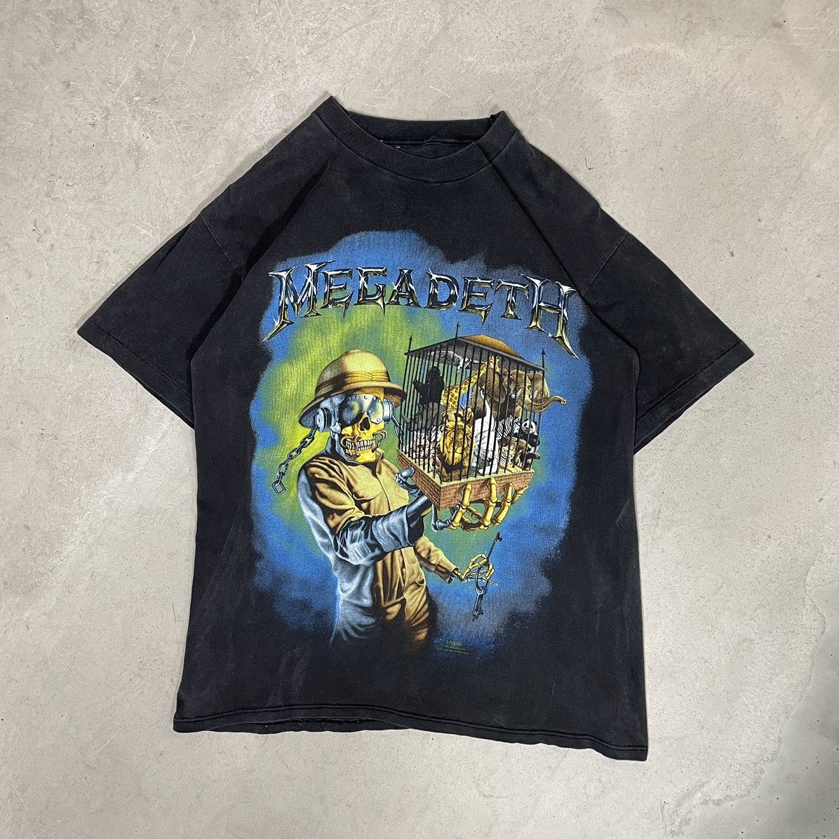 MEGADETH Band T-Shirt, Men's Size L unclear black type Vintage Second Hand