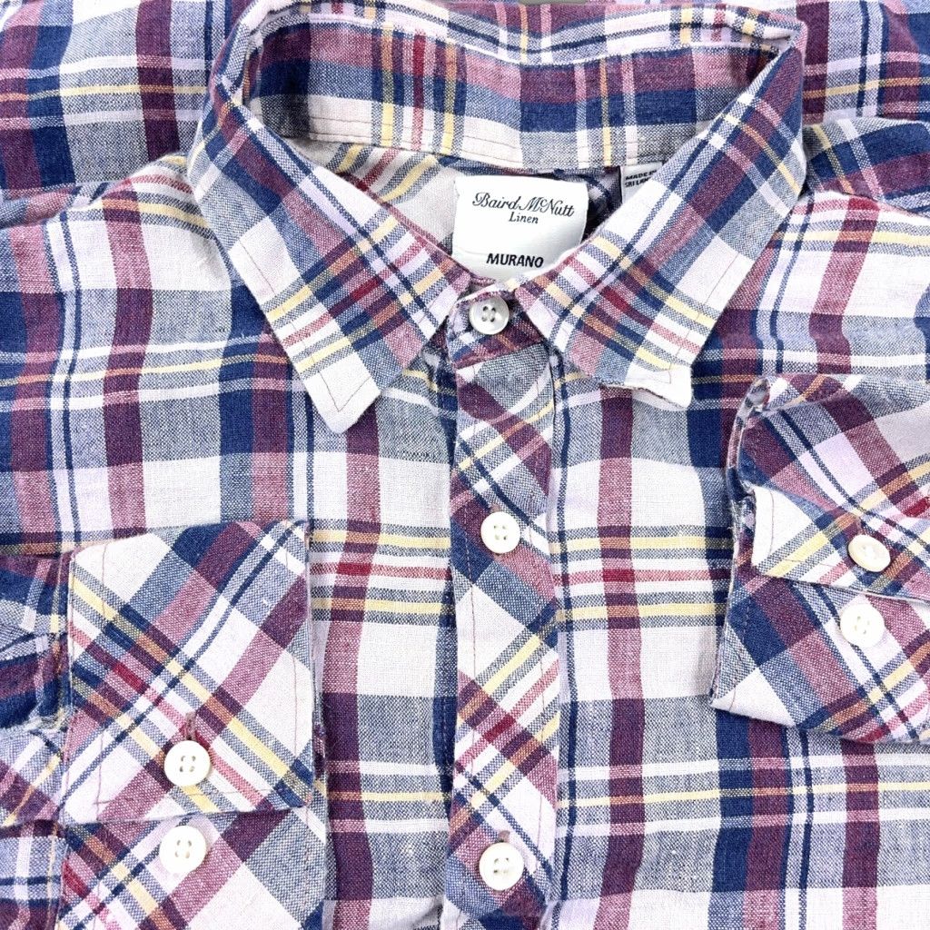 Vintage Baird McNutt Linen Shirt Large Blue Red Plaid Button-Up Casual Mens Size US L / EU 52-54 / 3 - 1 Thumbnail