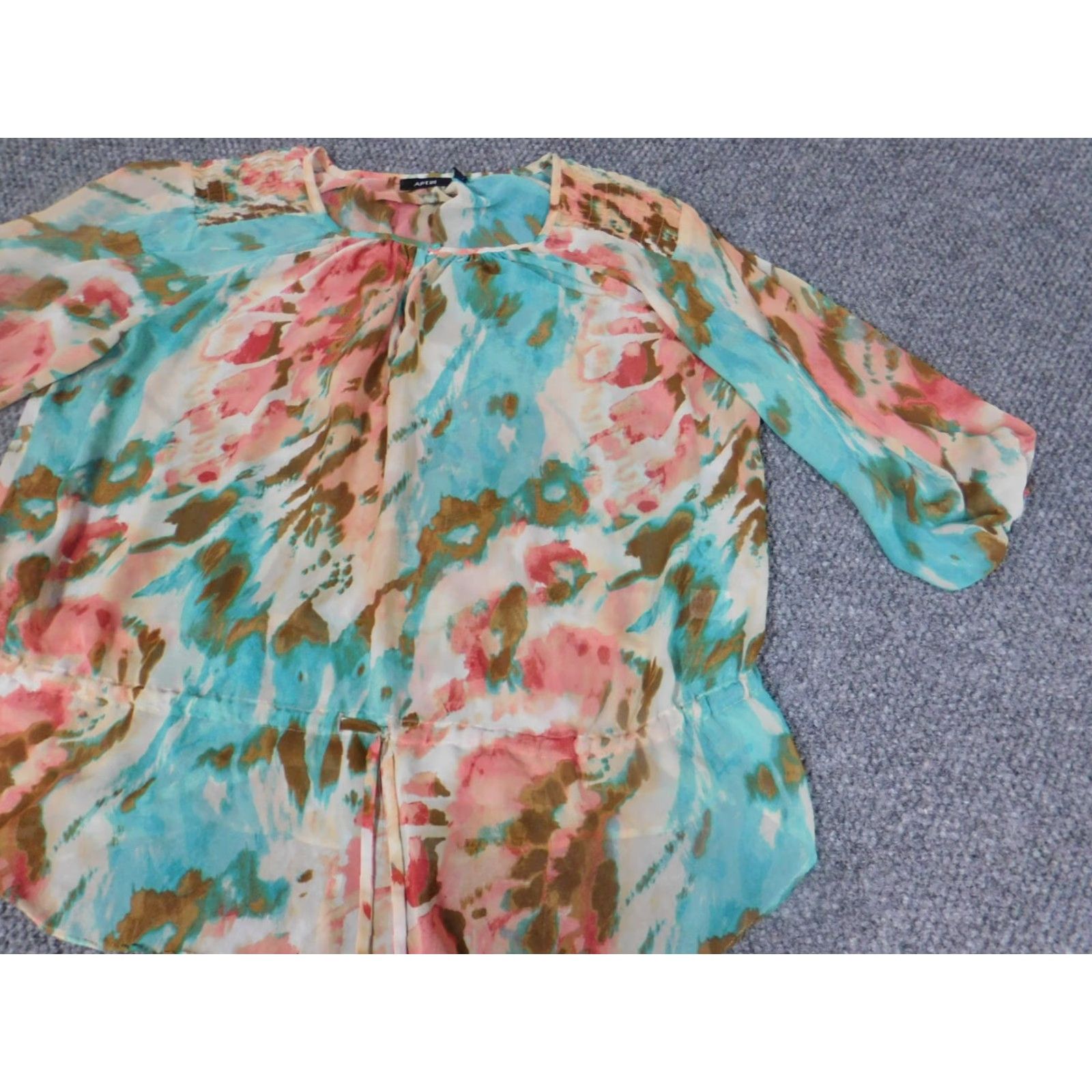 Apt. 9 Apt. 9 Blouse Womens XL Blue Crew Neck 3/4 Sleeve Pullover Stretch Casual Size XL / US 12-14 / IT 48-50 - 3 Thumbnail