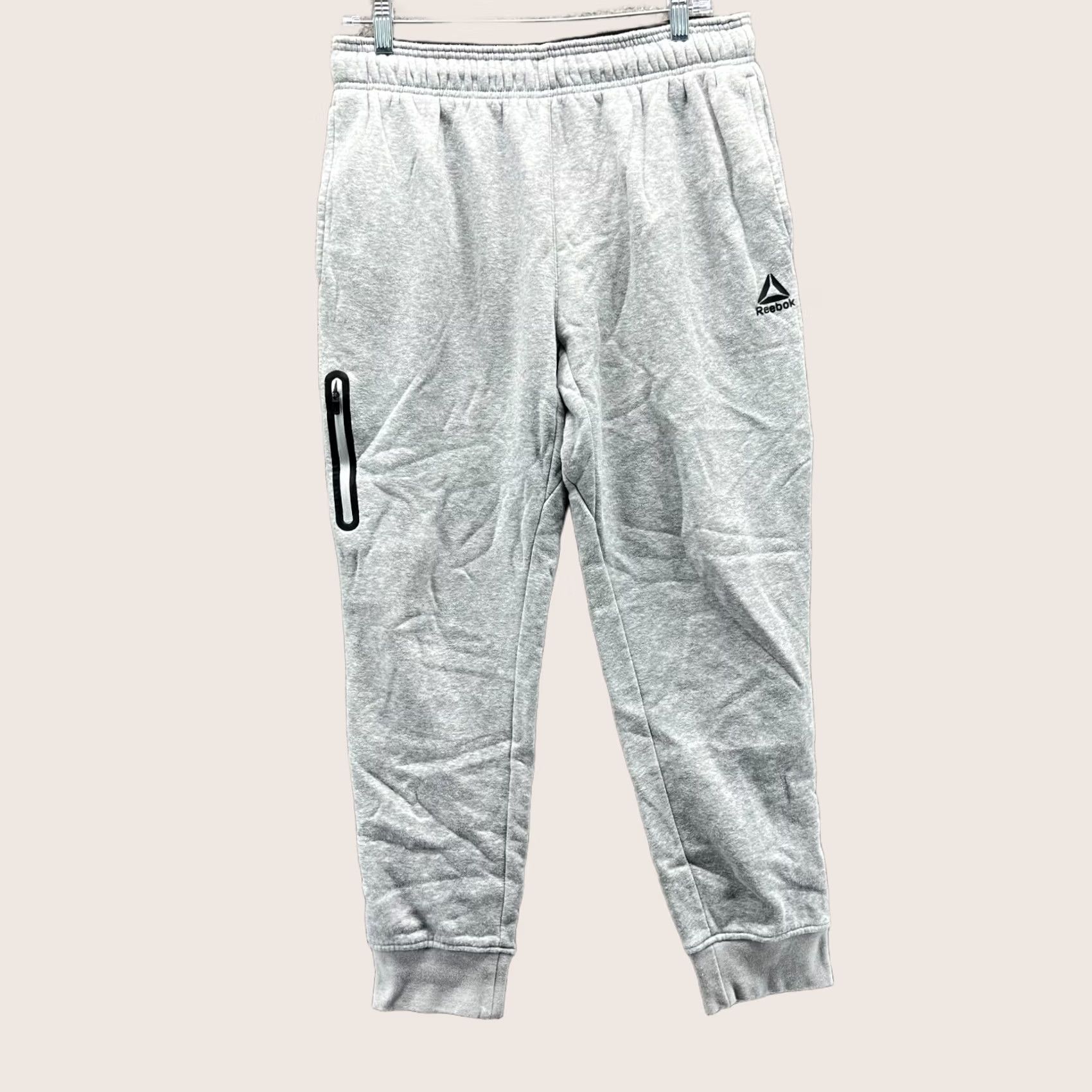 Reebok Reebok Jogger Men Medium Gray Fleece Lined Athletic Tapered Sweatpants Zip Size US 31 - 1 Thumbnail
