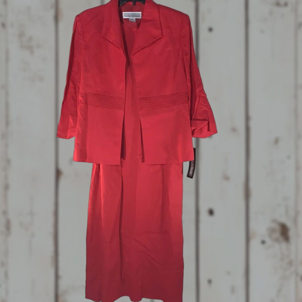 Vintage VINTAGE Jessica Howard Red 2-Piece Suit Set Women’s Size 10 Maxi Dress With Matching Jacket Fall Summer Dressy Size L / US 10 / IT 46 - 1 Thumbnail