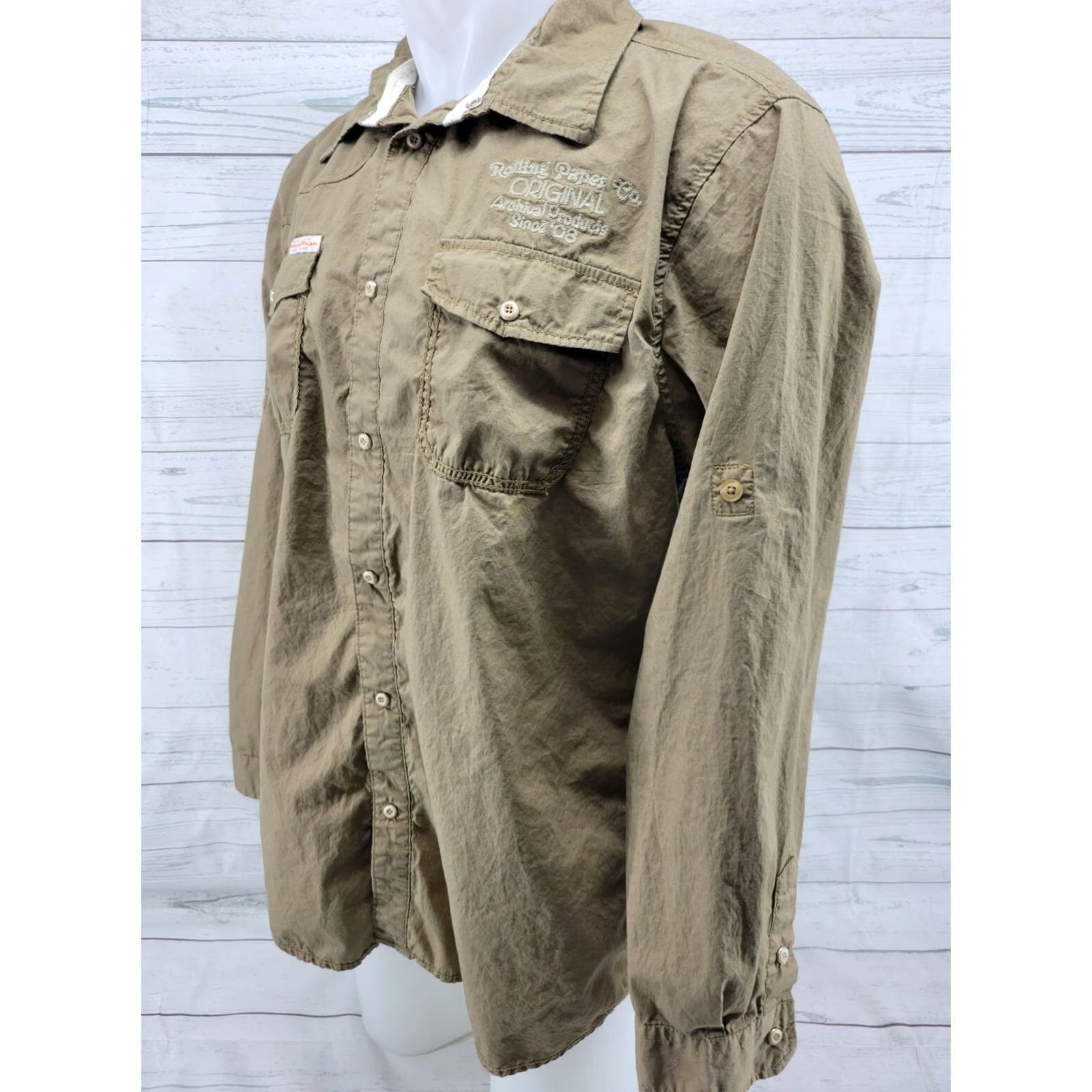 Vintage Rolling Paper Brown Snap Patch Long Sleeve Shirt Mens 2XL Plaid Button-Up Cotton Flannel 100% Size US XXL / EU 58 / 5 - 2 Thumbnail