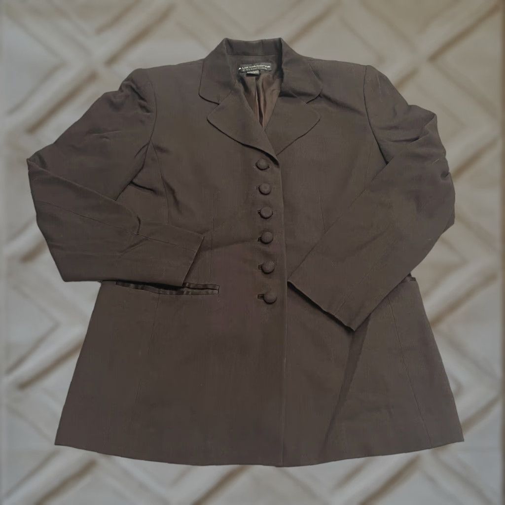 Liz Claiborne VINTAGE Liz Claiborne Blazer Jacket Womens 4P Petite Dark Brown 6 Buttons Work Shirt Size S / US 4 / IT 40 - 1 Thumbnail