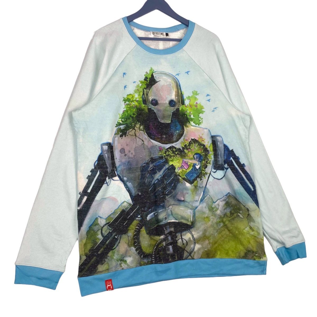 Vintage Vintage HeroTime Full Print Crewneck Sweatshirt Blue Size US XL / EU 56 / 4 - 3 Thumbnail