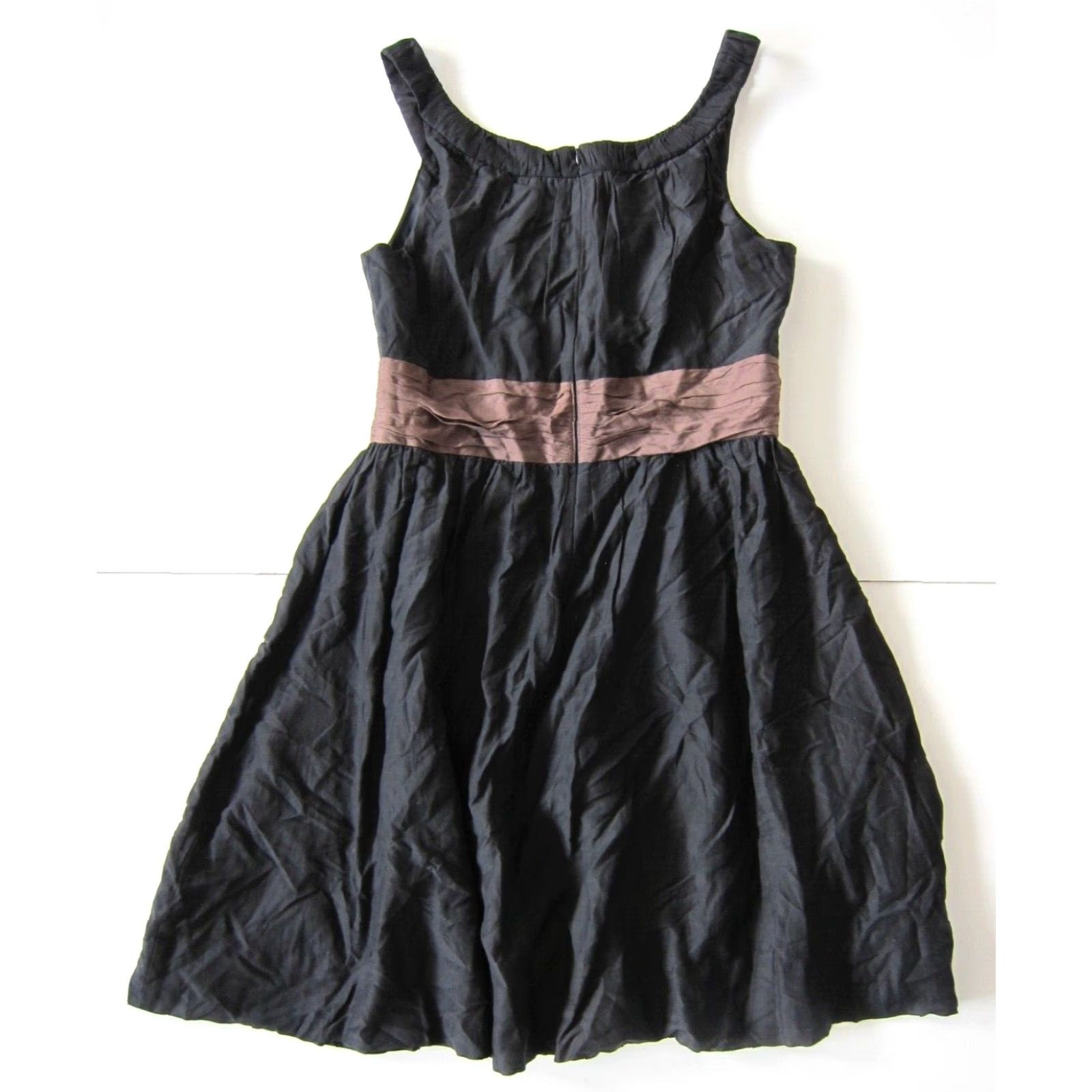 White House Black Market VINTAGE White House Black Market Silk Black Brown Ruched Empire Sheath Tank Dress 12 Size XL / US 12-14 / IT 48-50 - 2 Thumbnail