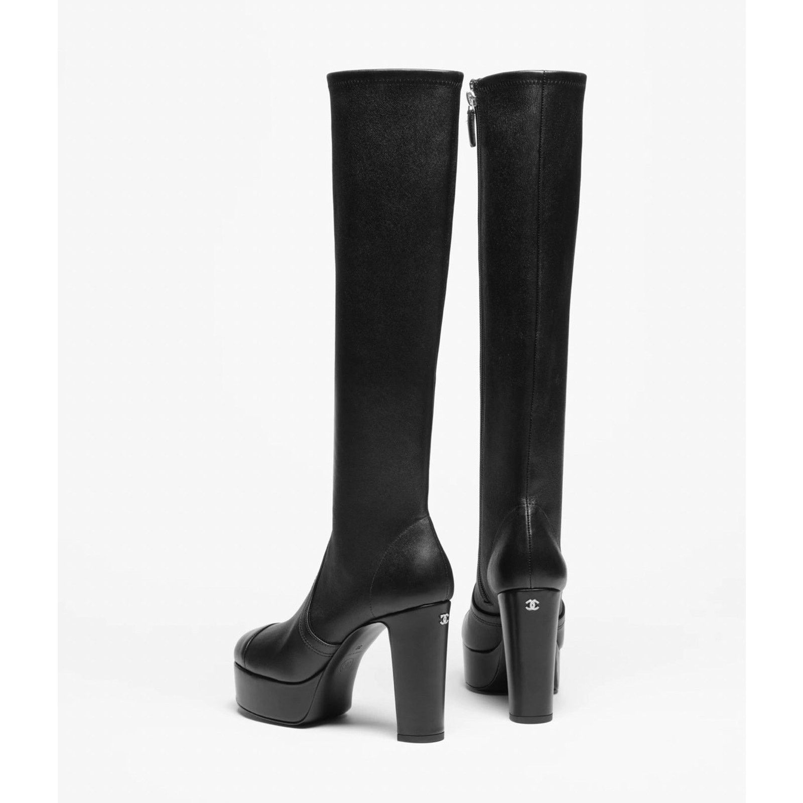Chanel Chanel24K Stretch Lambskin CC Platform Knee High Boots 37.5C Size US 7.5 / IT 37.5 - 14 Thumbnail