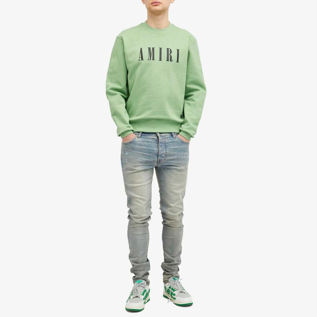 Amiri o1mle0326 Amiri Core Logo Crewneck Sweater in Mineral Green Size US L / EU 52-54 / 3 - 4 Thumbnail