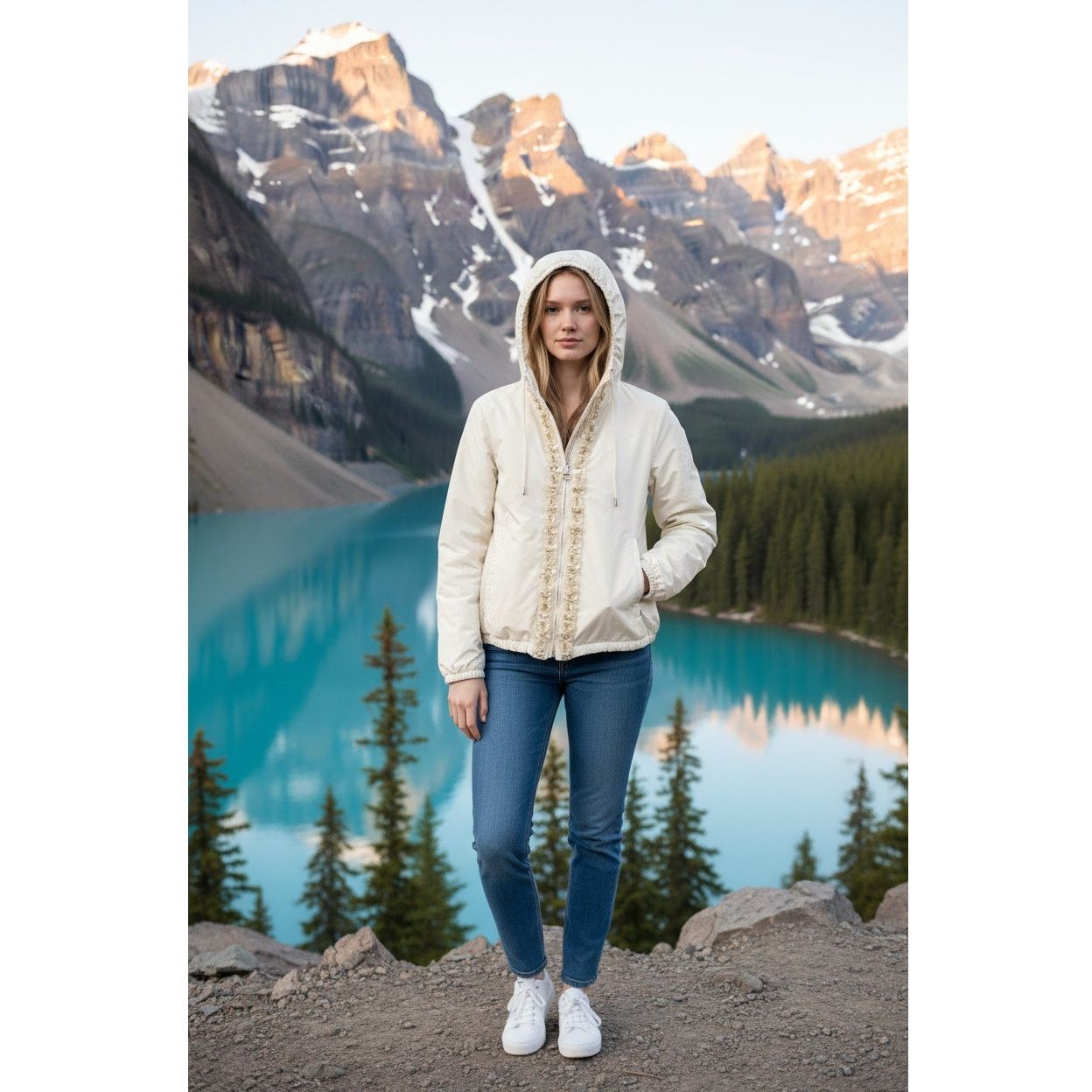 Moncler Moncler Argent Floral Rhinestone Polyester Down Jacket S/M Size US S / EU 44-46 / 1 - 2 Thumbnail