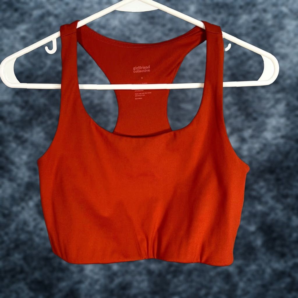 Girlfriend Collective Girlfriend Collective Womens Size Small Rust Red Racerback Sports Bra Size ONE SIZE - 1 Thumbnail