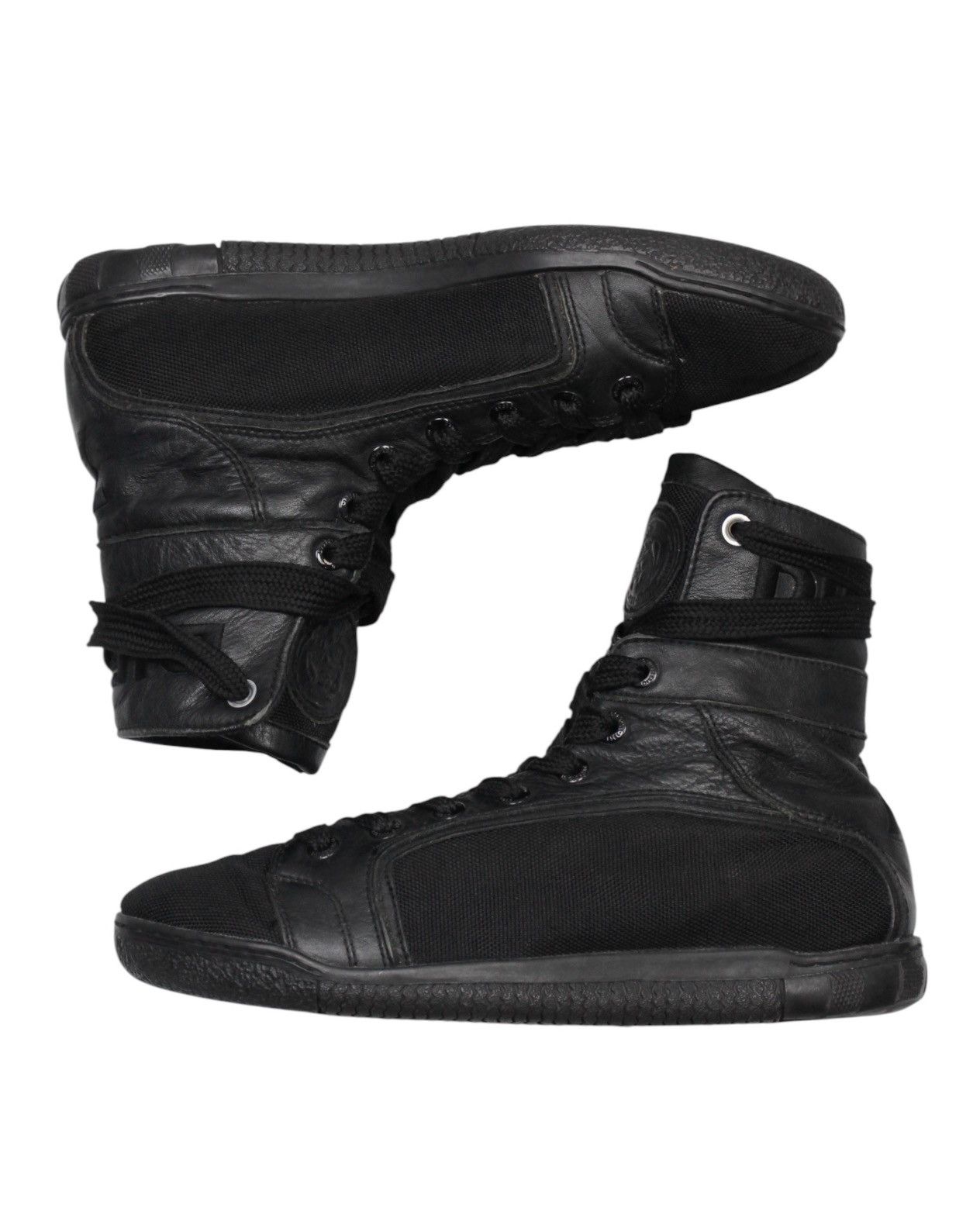 Diesel 2000S DIESEL “78” HIGH-TOP COMBAT LEATHER CANVAS SNEAKERS Size US 10 / EU 43 - 7 Thumbnail