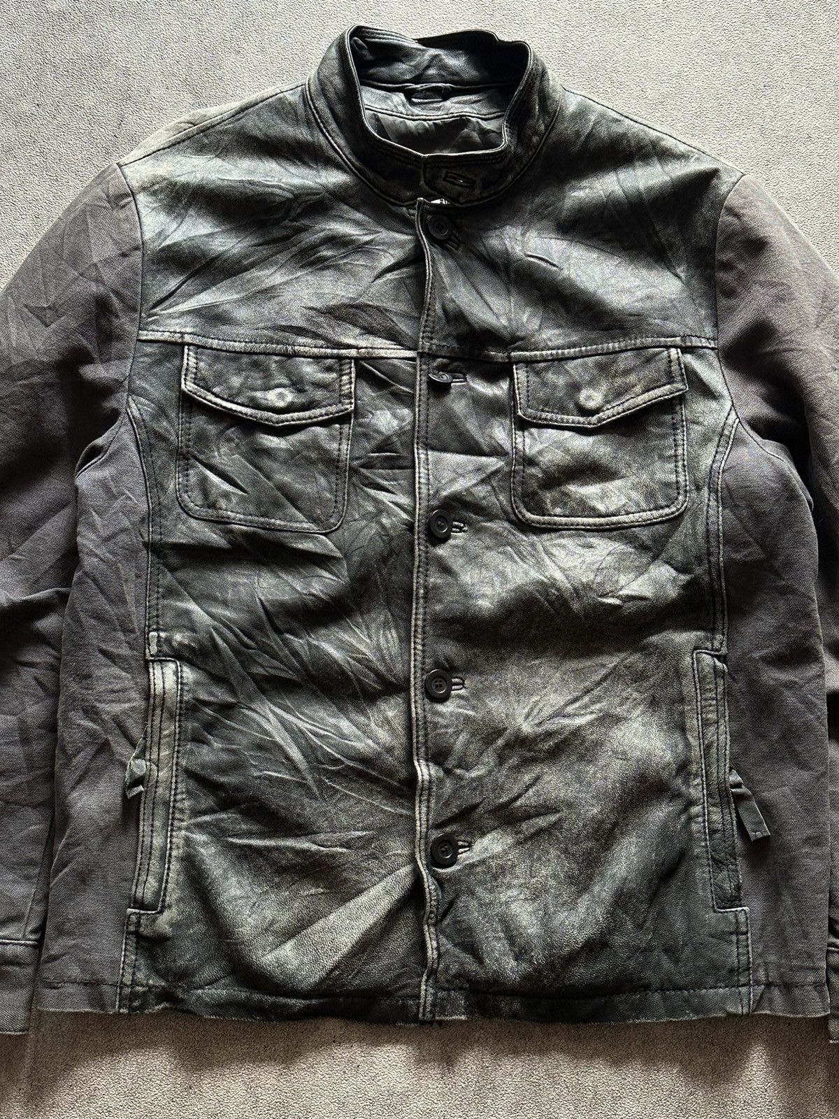 Giorgio Armani 2000s Armani Jeans Leather Mix Canvas Bomber Jacket Size US L / EU 52-54 / 3 - 4 Thumbnail