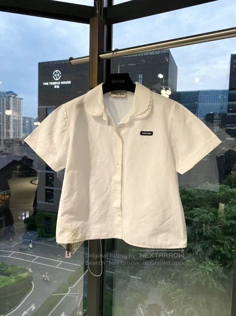 Miu Miu Miu Miu 40 Logo doll collar short sleeve Size M / US 6-8 / IT 42-44 - 2 Thumbnail