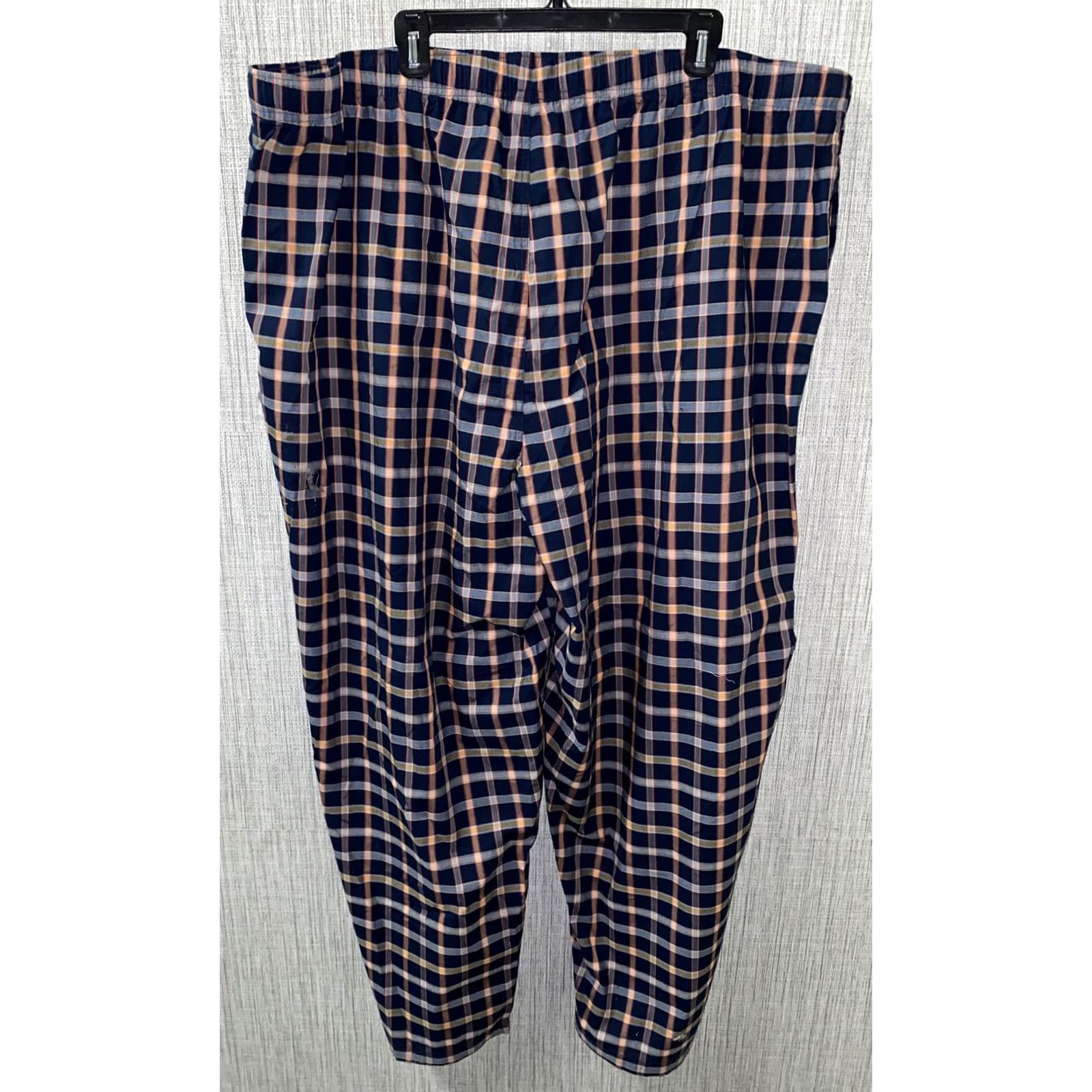 Cremieux Cremieux Pajama Pants Mens 4XB Blue/Orange Plaid NWT Size US 39 - 4 Thumbnail