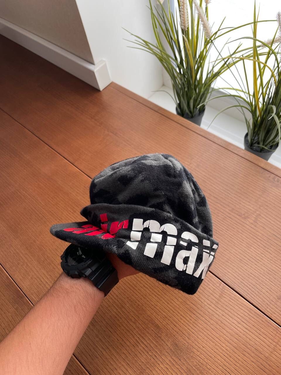 Nike × Vintage Vintage Nike Air Max Y2K Swoosh Drill Big Logo Hat Beanie Size ONE SIZE - 2 Thumbnail