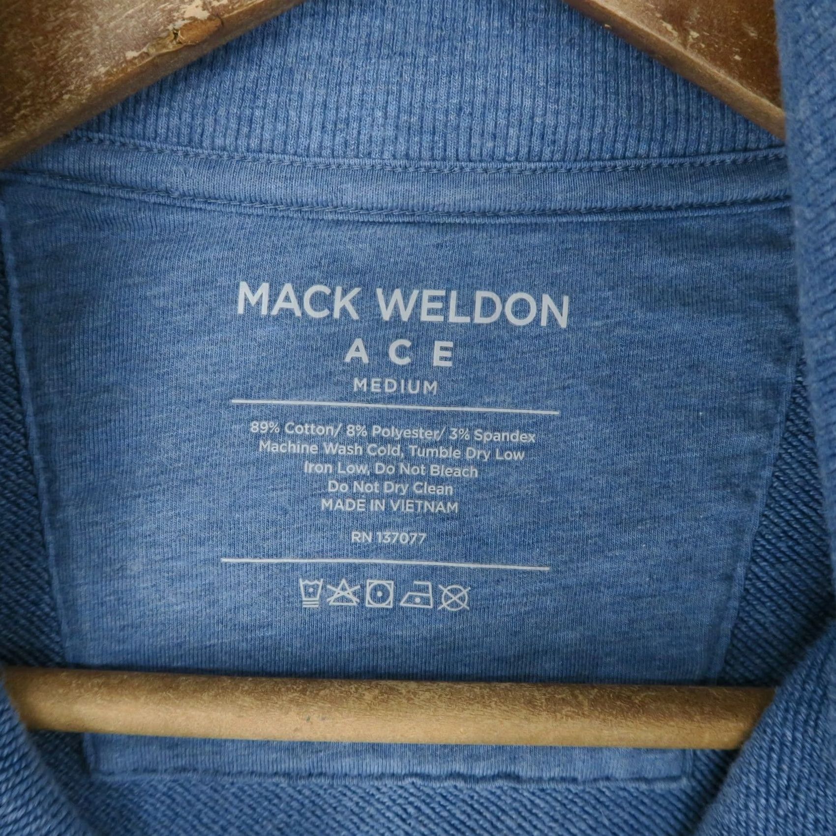 Vintage Mack Weldon Ace Pullover Mens M Blue Heather 1/4 Zip Mock Neck Cotton Sweatshirt Size US M / EU 48-50 / 2 - 7 Thumbnail