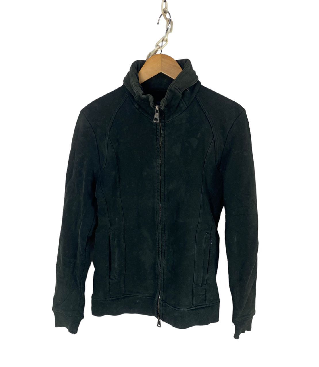 image of UnisexAkm Distressed Lampo Zipper Jacket in Black, Men's (Size Small)