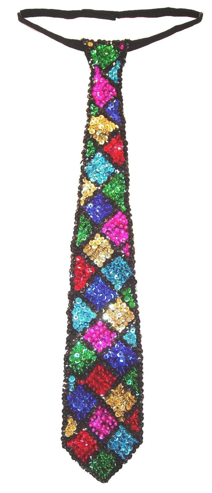 Designer Sequin Neck Tie MOSAIC SQUARES Adult Unisex Size ONE SIZE - 1 Preview