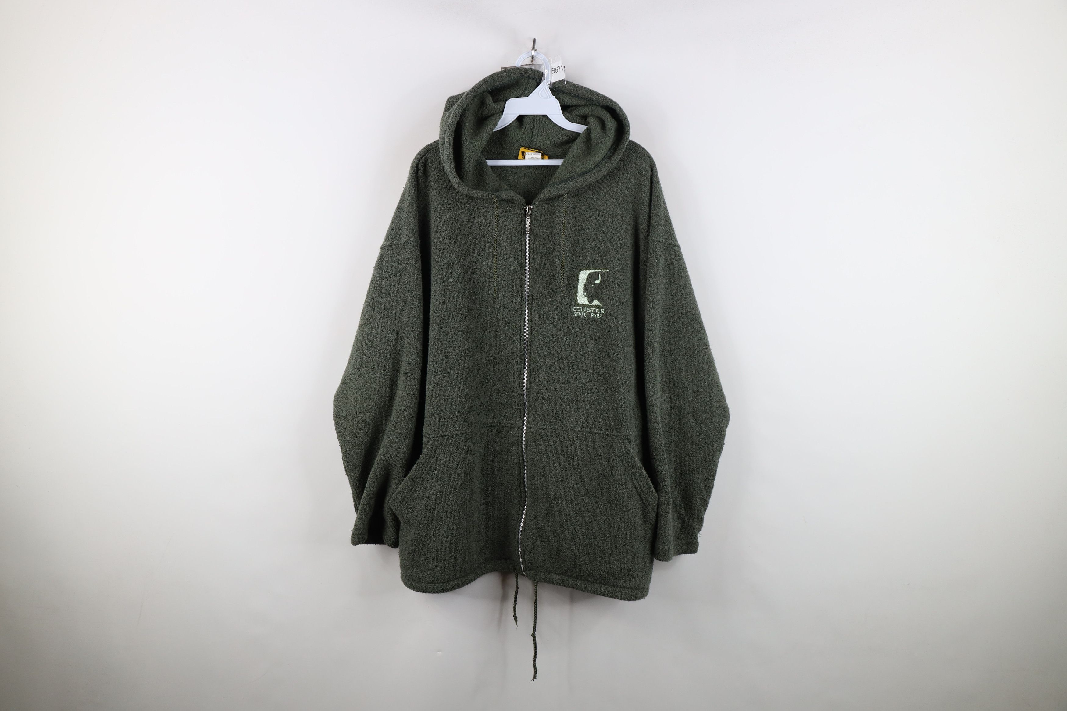 Vintage Vintage 90s State Park Terry Cloth Full Zip Hoodie Green USA Size US L / EU 52-54 / 3 - 1 Thumbnail
