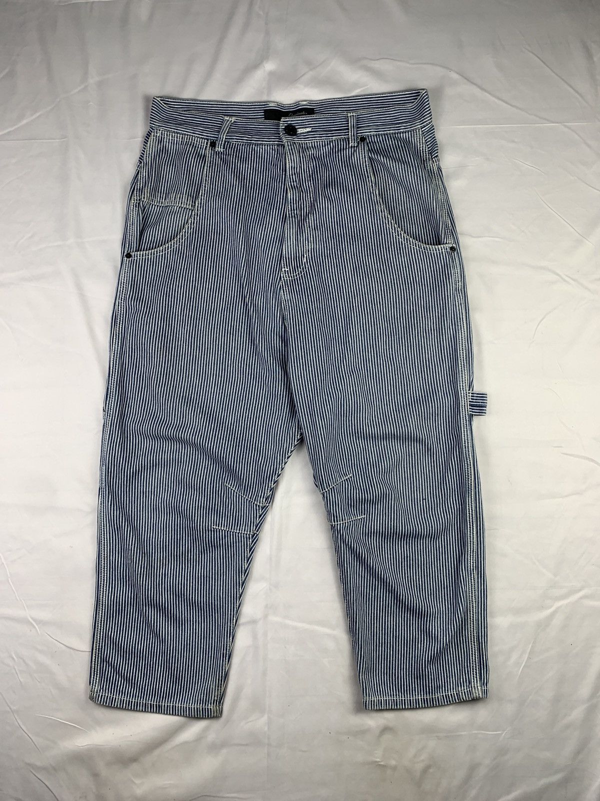Japanese Brand Dominate Japan Hickory Stripes Carpenter Farmers Jeans Pants Size US 33 - 1 Thumbnail