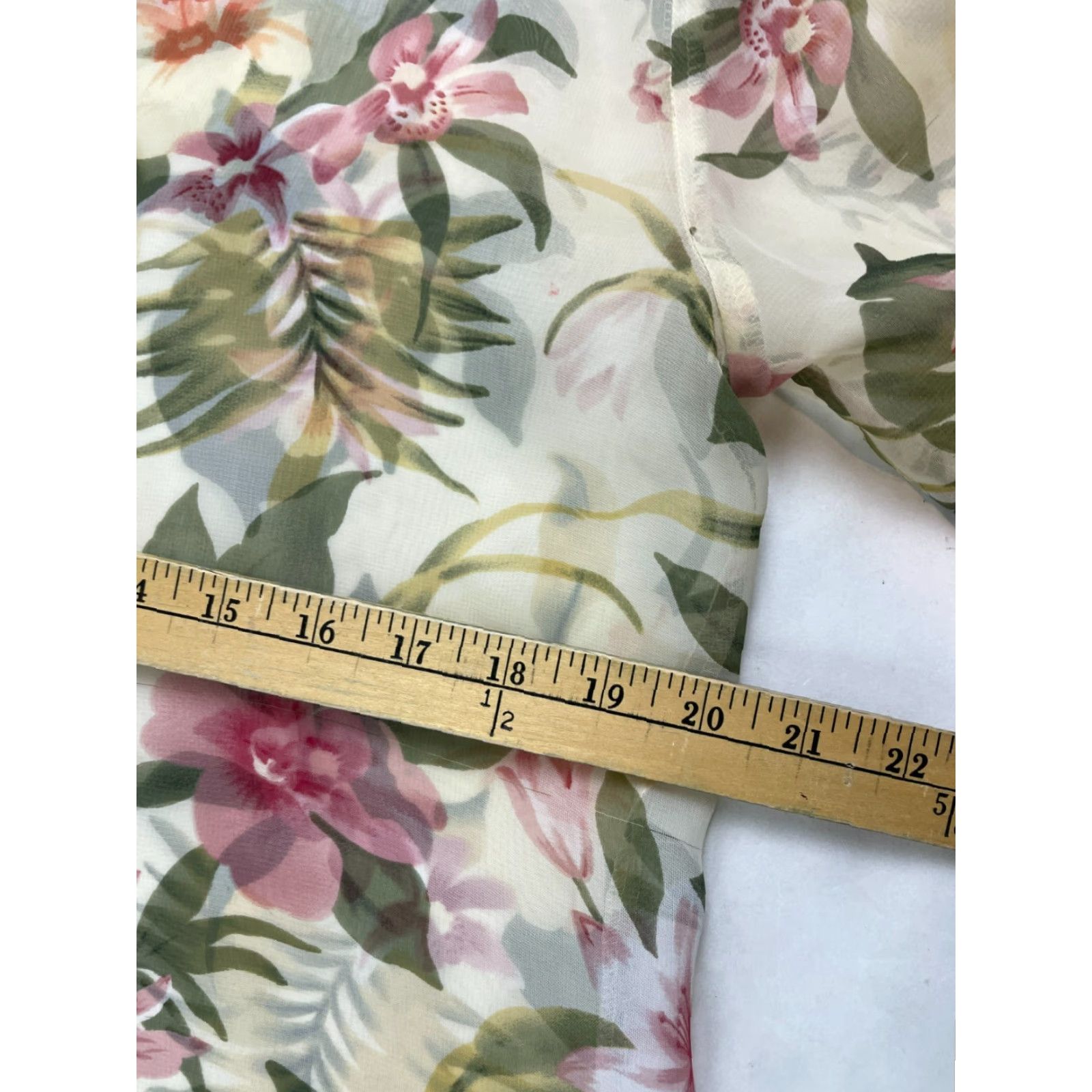 Vintage Apparenza Shirt Women's Small Cream Tropical Floral Button-Up Semi-Sheer Size S / US 4 / IT 40 - 4 Thumbnail
