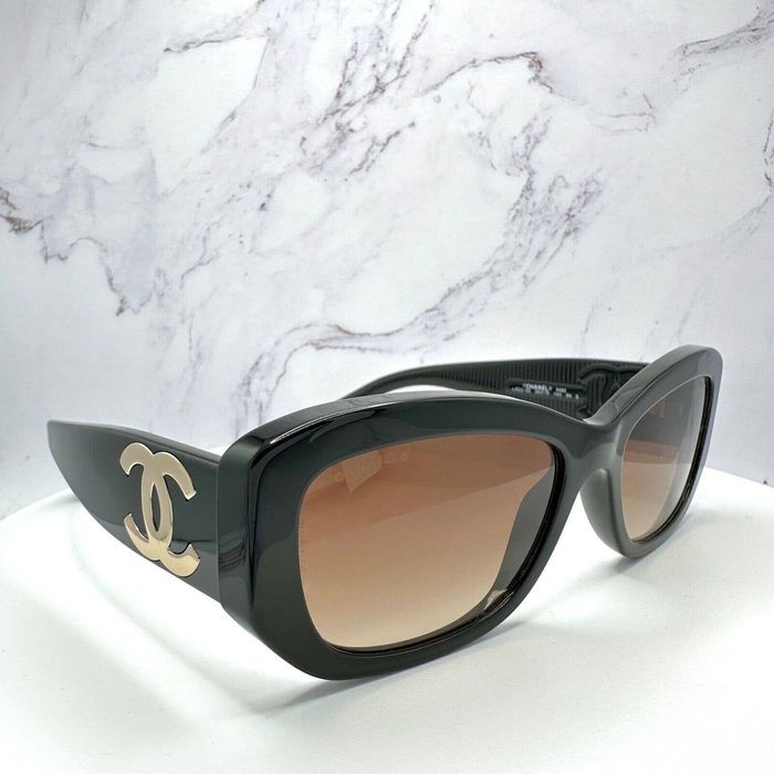 Chanel Chanel Sunglasses Black Acetate Gold Metal Cc Logo Authentic