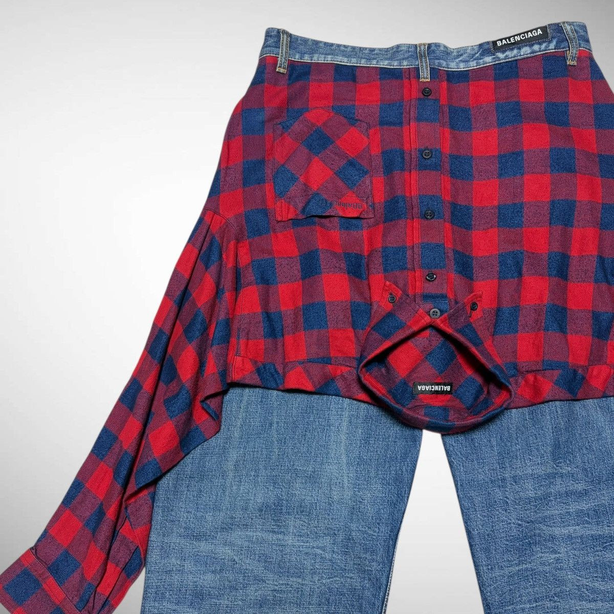 Balenciaga Balenciaga 2021SS Hybrid Flannel Shirt Denim Size US 32 / EU 48 - 5 Thumbnail