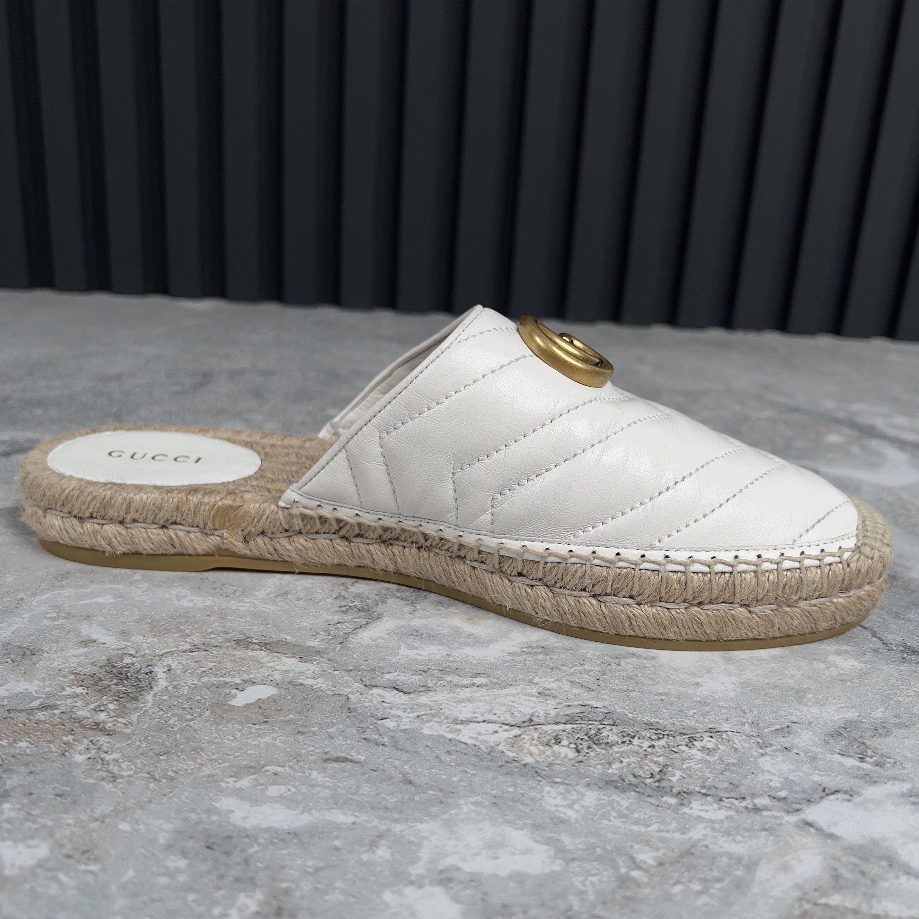 Gucci Marmont GG Platform Espadrille Mule White Leather Size US 9 / IT 39 - 7 Thumbnail