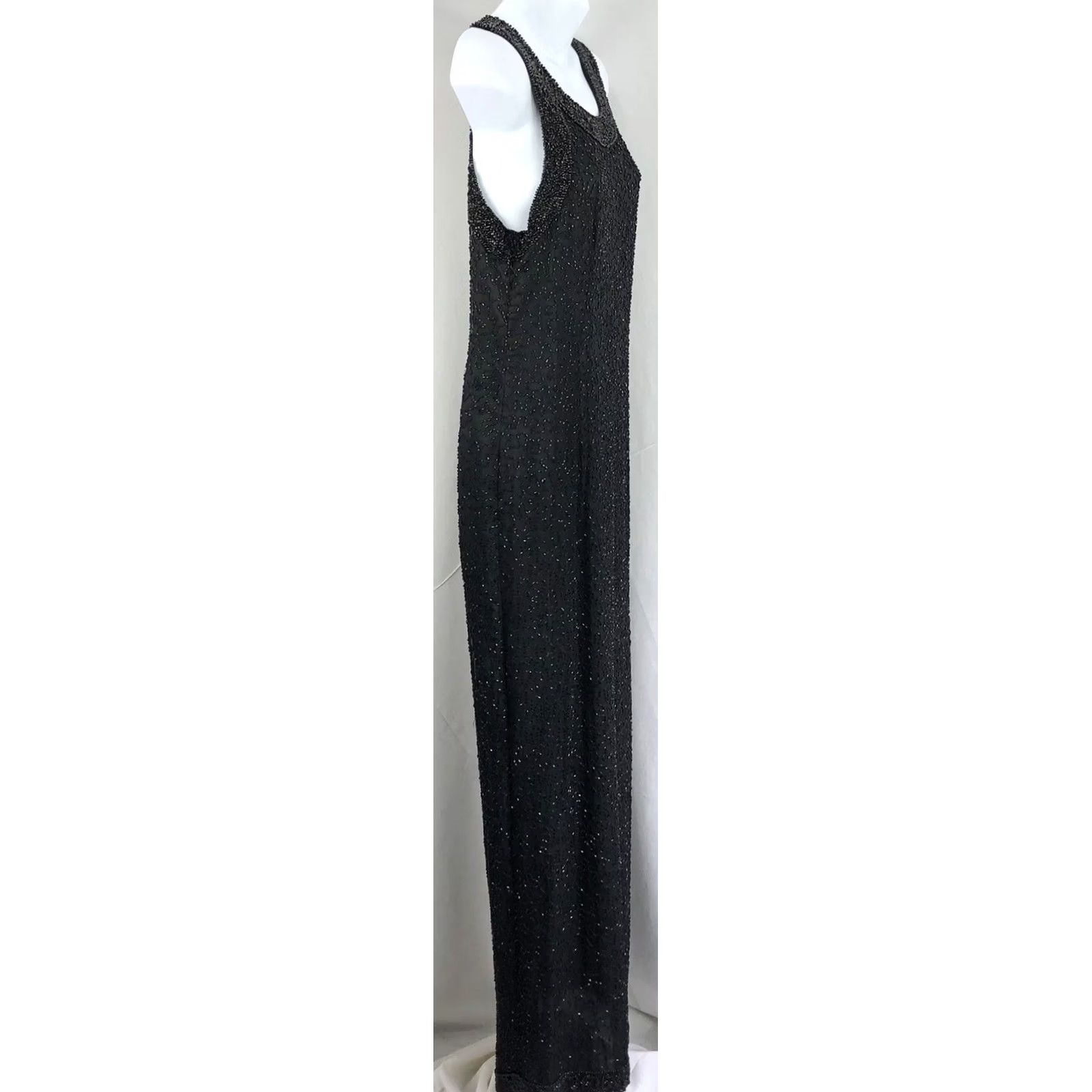 Vintage Vtg Laurence Kazer Silk Beaded Dress M Blk Sleeveless Formal Parkty Paris Size M / US 6-8 / IT 42-44 - 2 Thumbnail