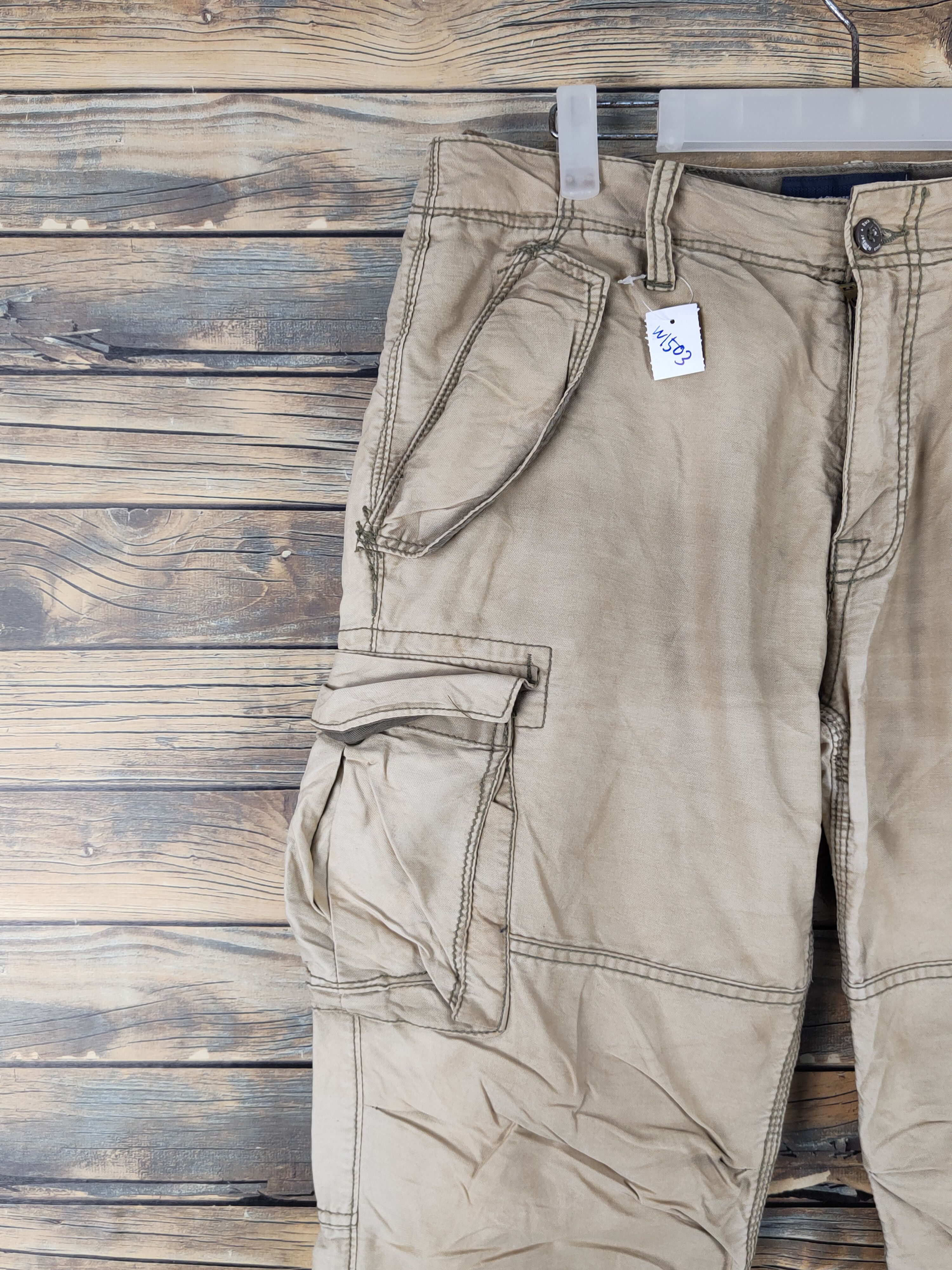 Japanese Brand Back Number Beige Multipocket Tactical Cargo Pants #W1503 Size US 33 - 3 Thumbnail