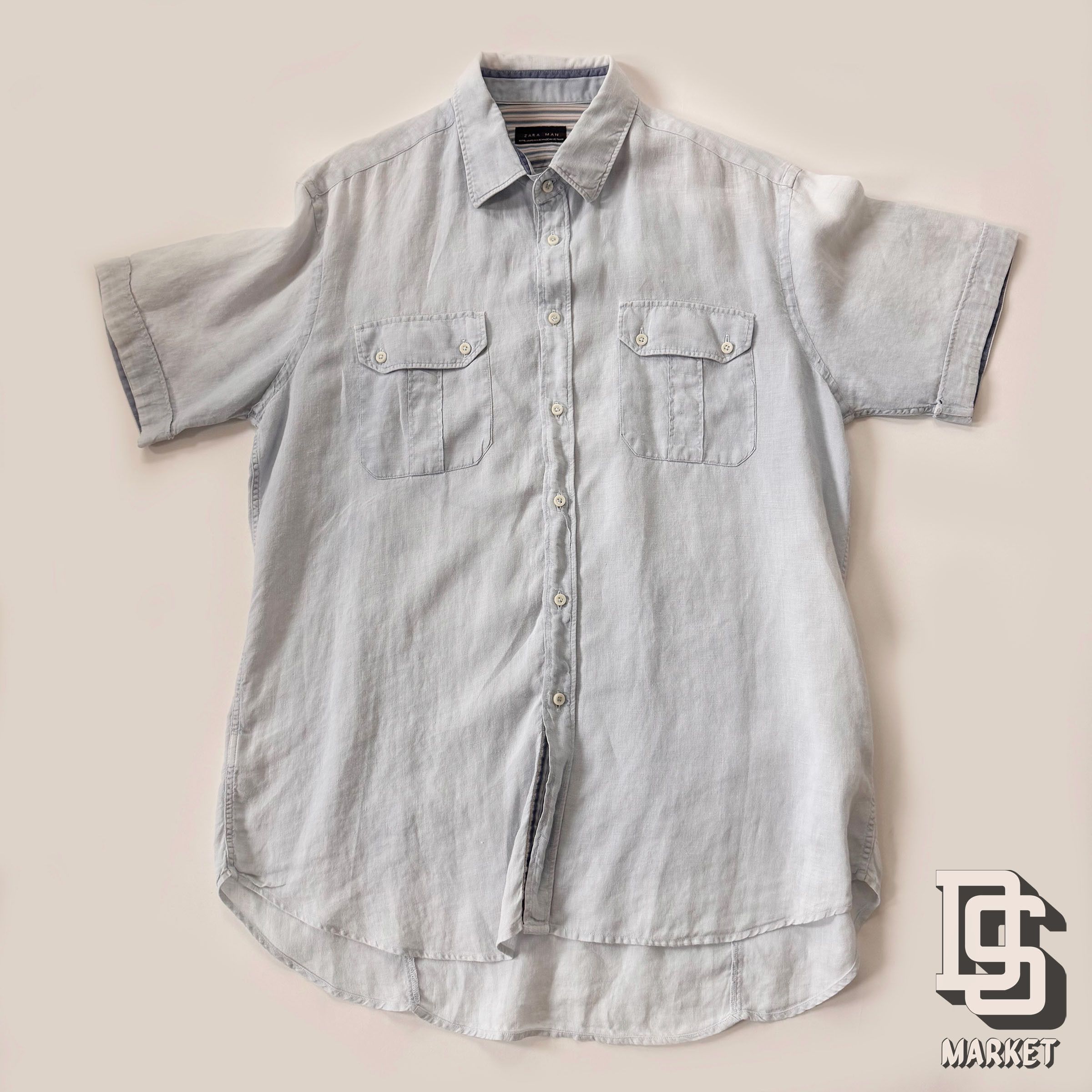 Zara ZARA SHIRT MENS XL BLUE BUTTON UP SHORT SLEEVE CASUAL LIGHT Size US XL / EU 56 / 4 - 1 Thumbnail