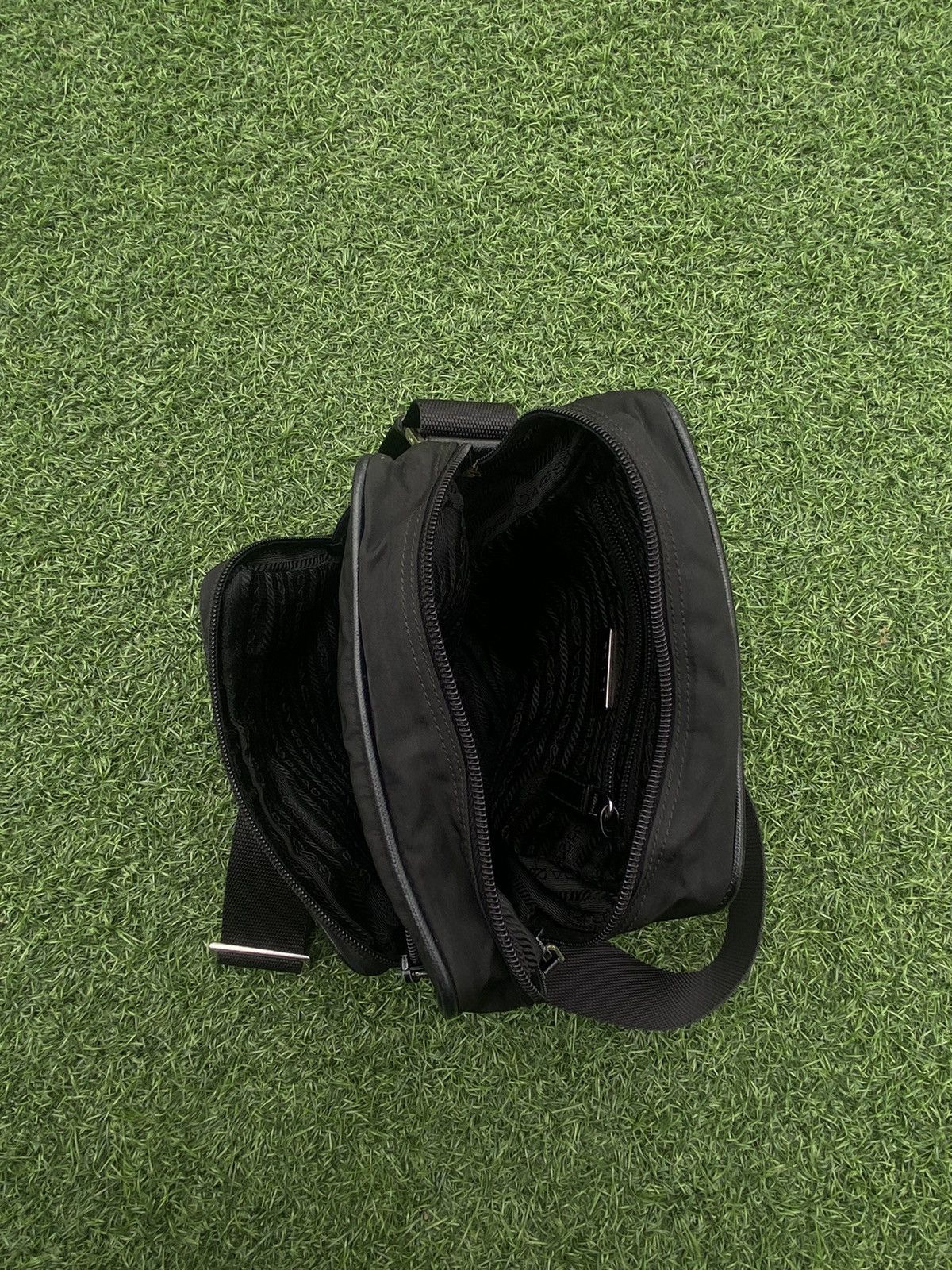 PRADA SMALL BLACK NYLON MESSENGER CROSSBODY BAG
