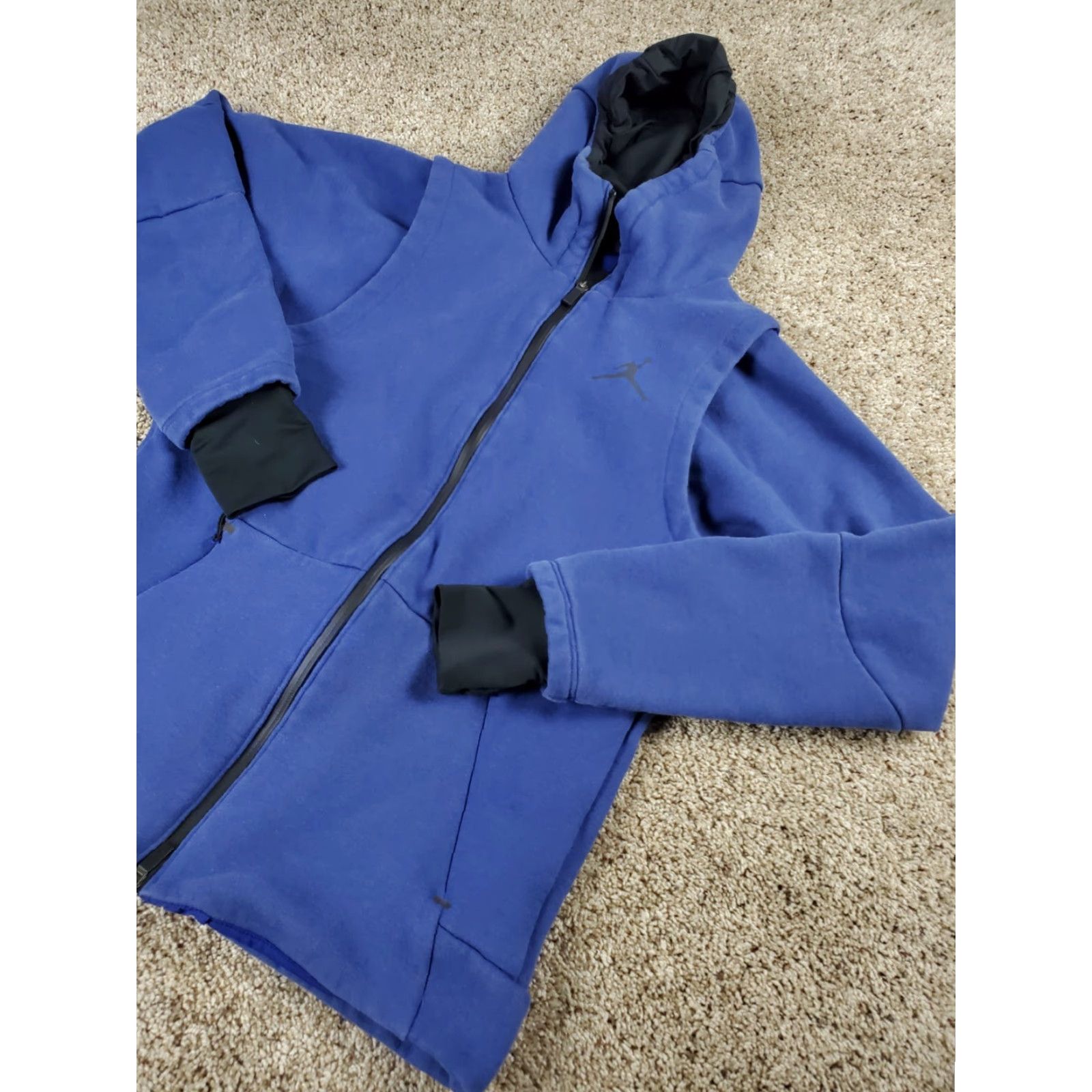 Jordan Brand Nike Air Jordan Tech Fleece Hoodie Small Mens Blue Full Zip Vented Pockets Size US S / EU 44-46 / 1 - 2 Thumbnail