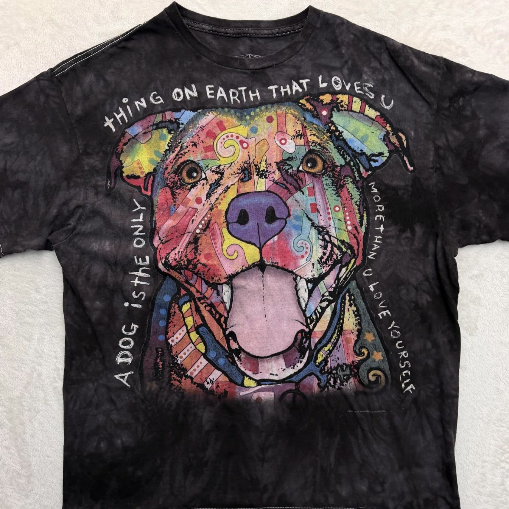 Vintage 3DTEES Shirt Mens XL Black Tie-Dye Dog Quote Dean Russo Graphic Art T-Shirt Size US XL / EU 56 / 4 - 2 Thumbnail
